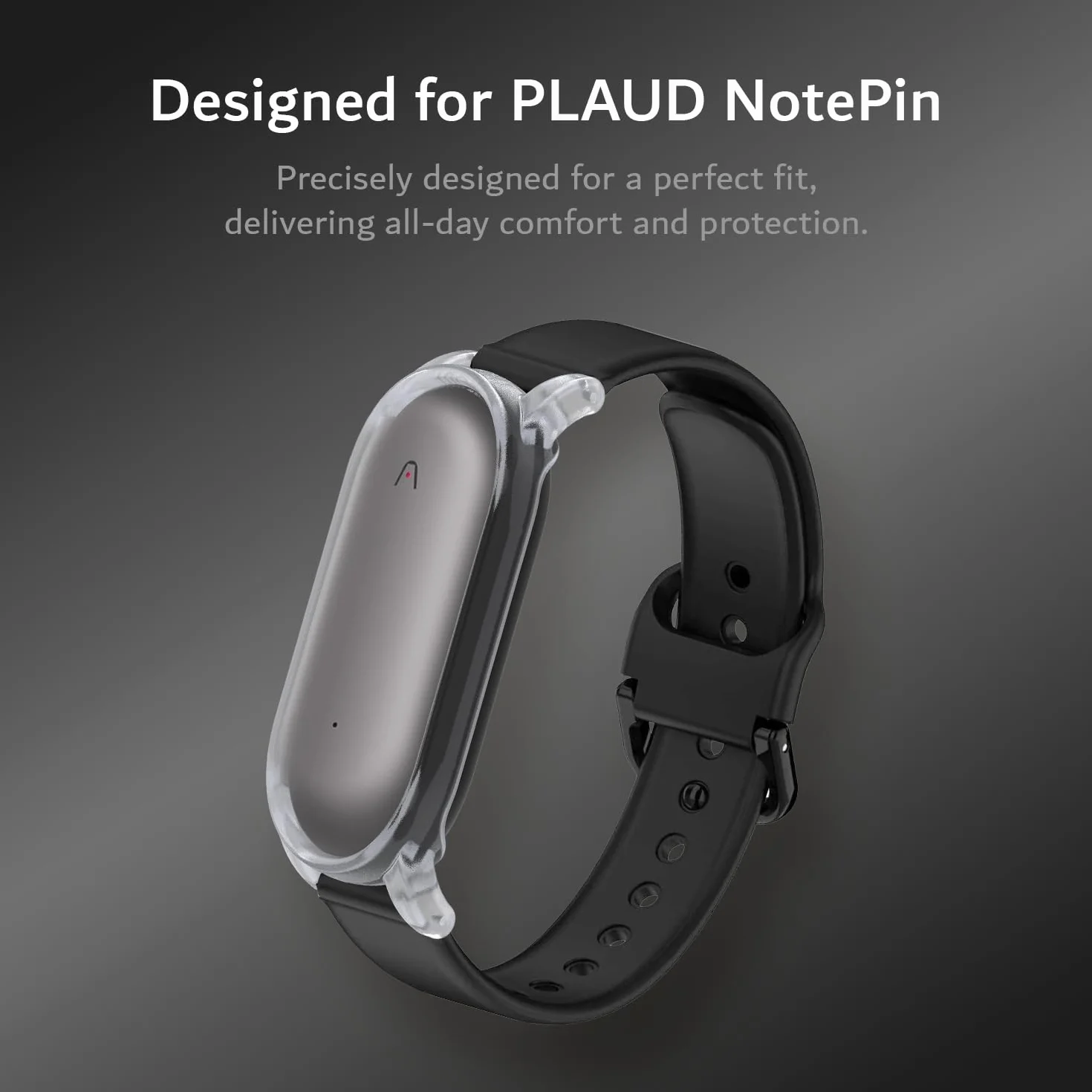 TUDIA Étui en PC à clipser avec Bracelet réglable en silicone pour enregistreur PLAUD NotePin AI