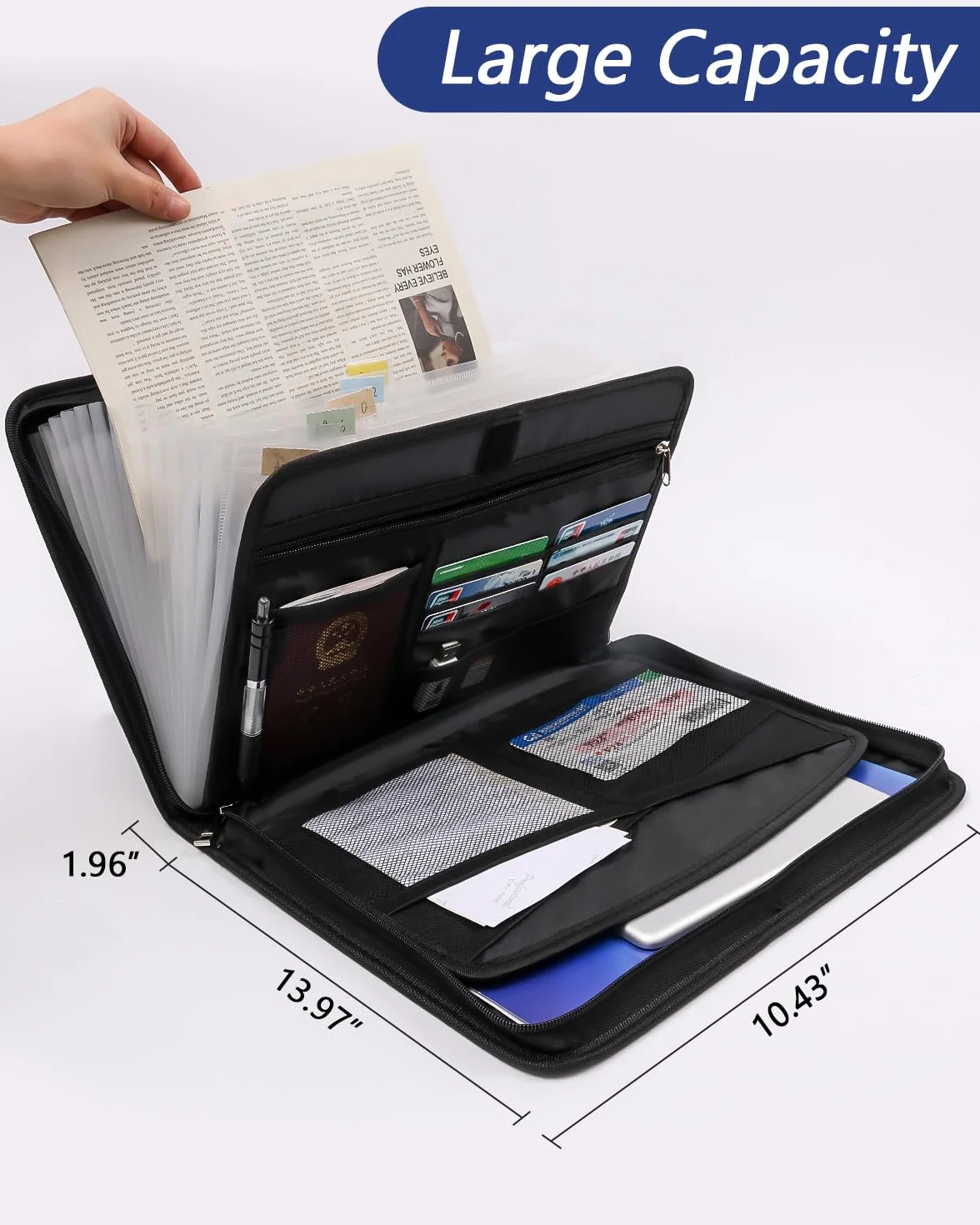 Trieur A4 Ignifuge Résiste à 2000°F Revêtement de Silicone 13 Compartiments Imperméable