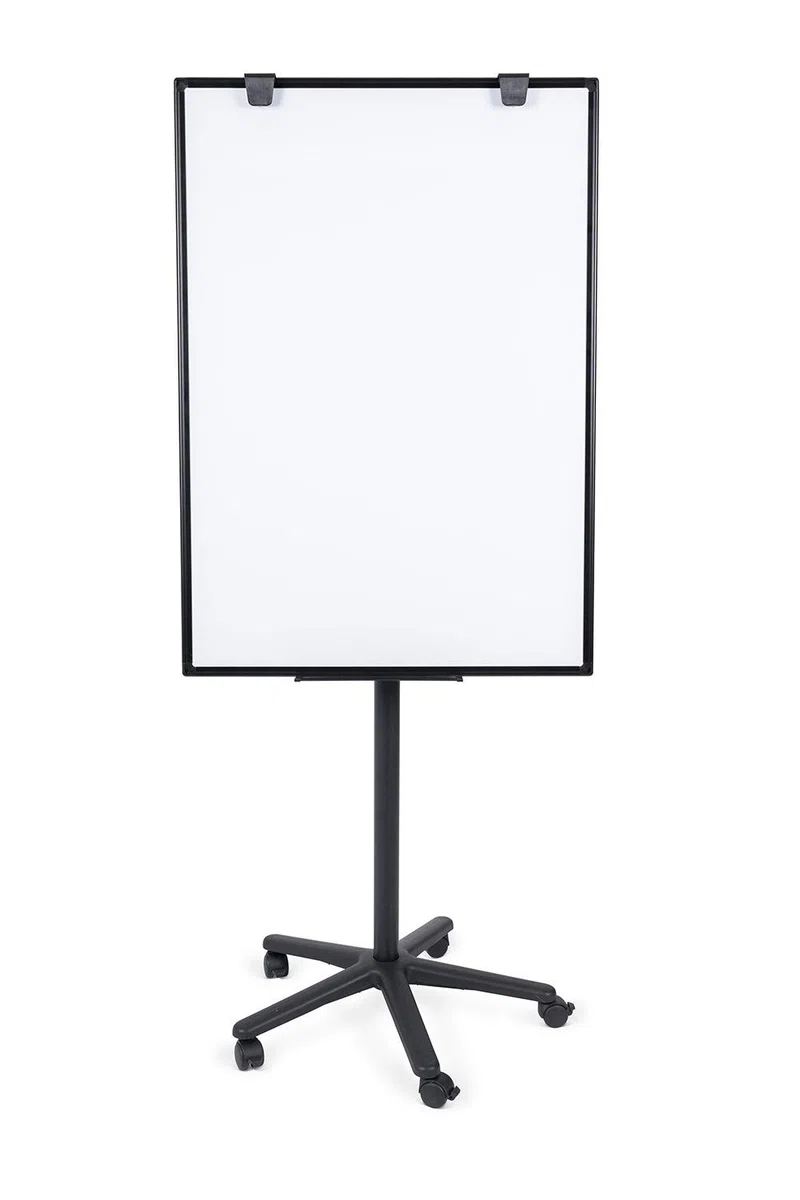 Chevalet mobile, base mobile noire avec 5 roues, tableau blanc magnétique, cadre en aluminium noir, 70 x 100 x 180 cm