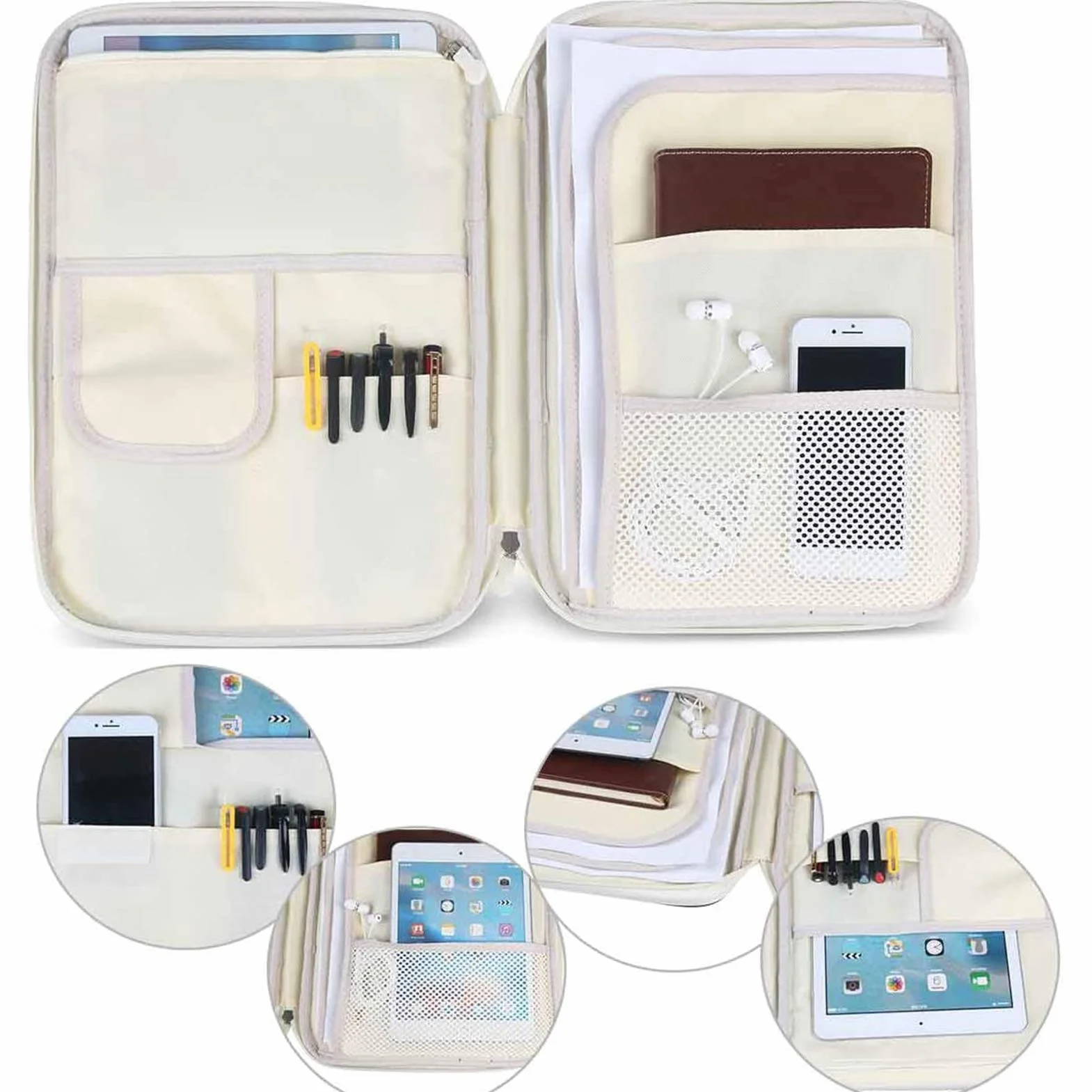 JAKAGO Portfolio Dossier de présentation business padfolio intelligent Folder A4 Folio Document étanche Organizer Passeport sac conference folder Pad Housse étui (Noir)