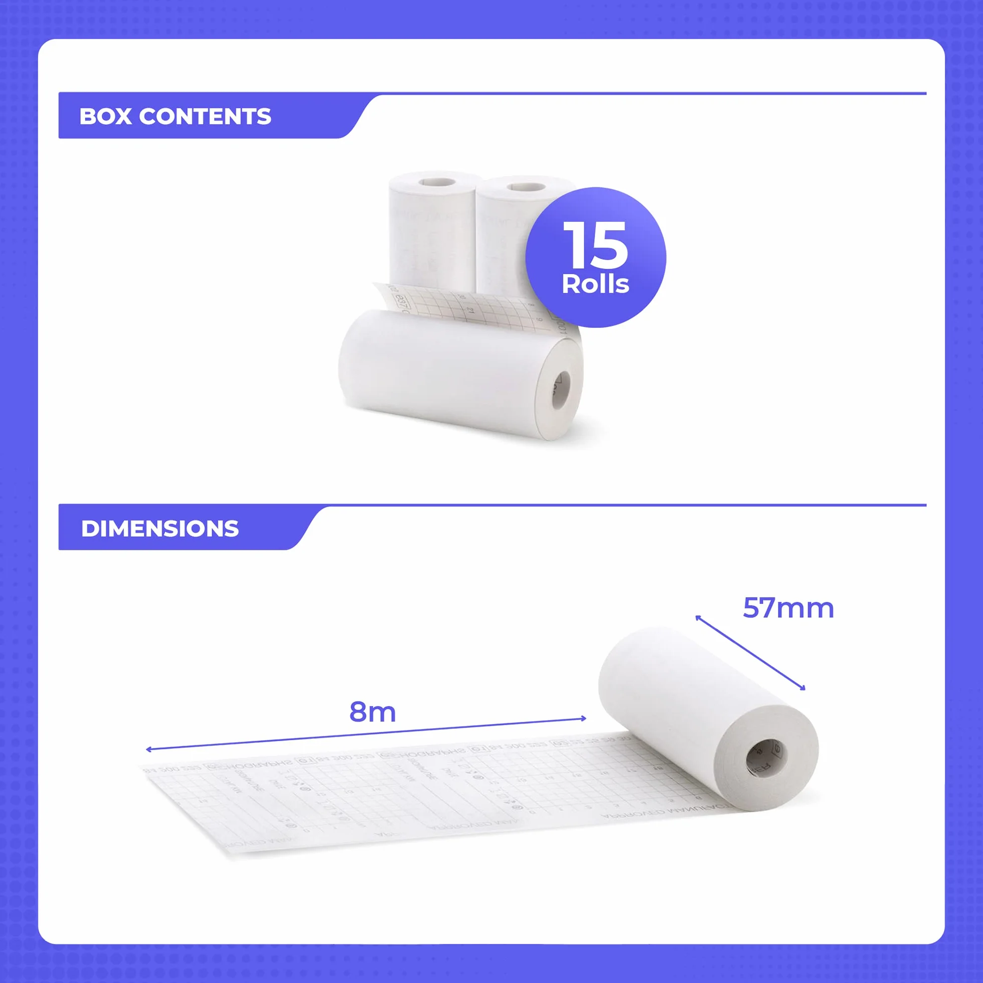 Papier thermique pour tachygraphes numériques de camion - Rouleaux certifiés 57/8 mm (15 pièces)