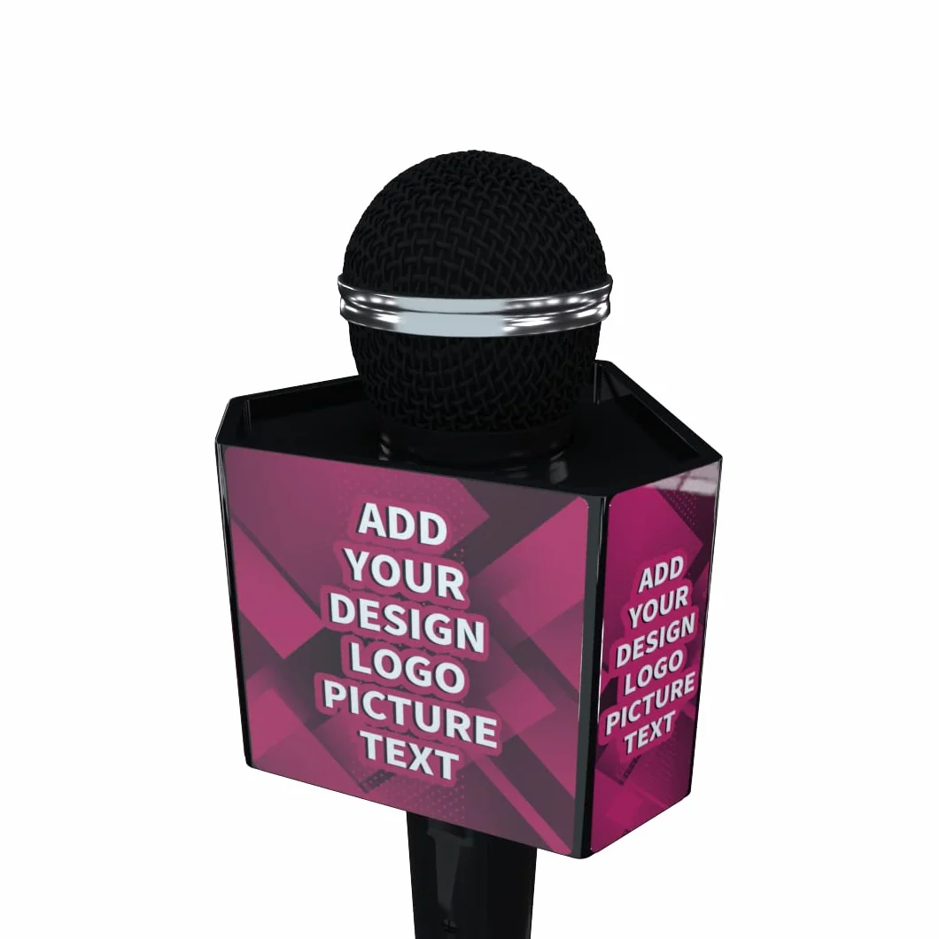 Boîte de microphone personnalisée avec logo cubique hexagonal noir