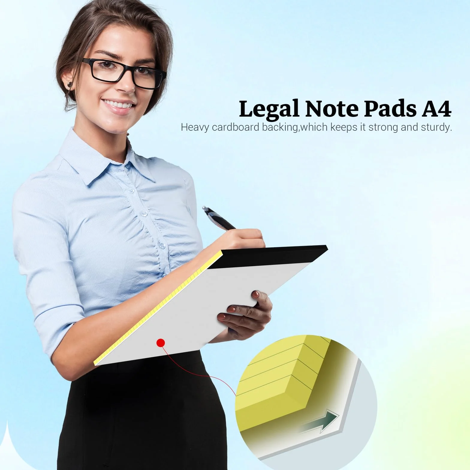 Blocs-notes A4 ligné 30 feuilles double face papier jaune lot de 6