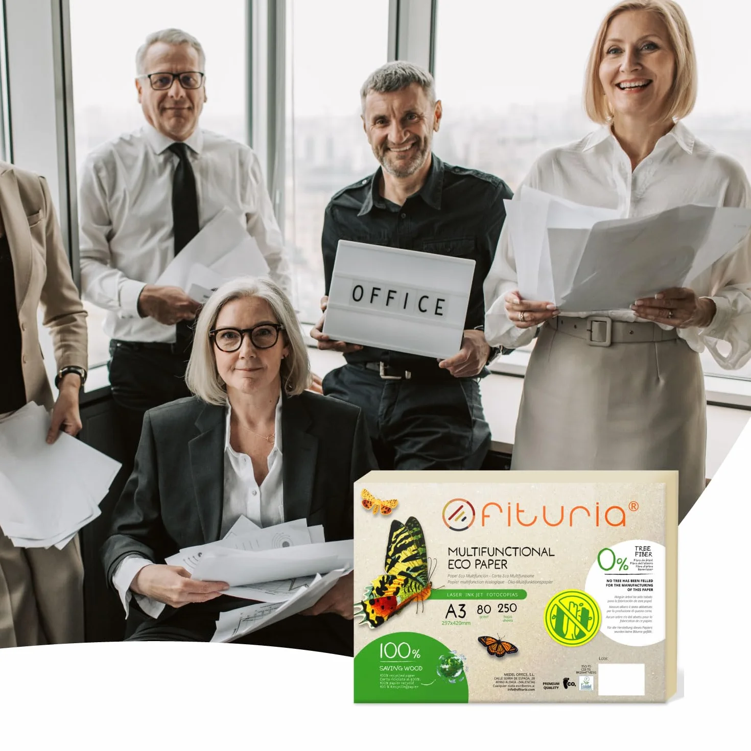 Papier Recyclé A3 80g 250 Feuilles 100% Recyclées Couleur Naturelle pour Imprimante Laser et Jet d'Encre