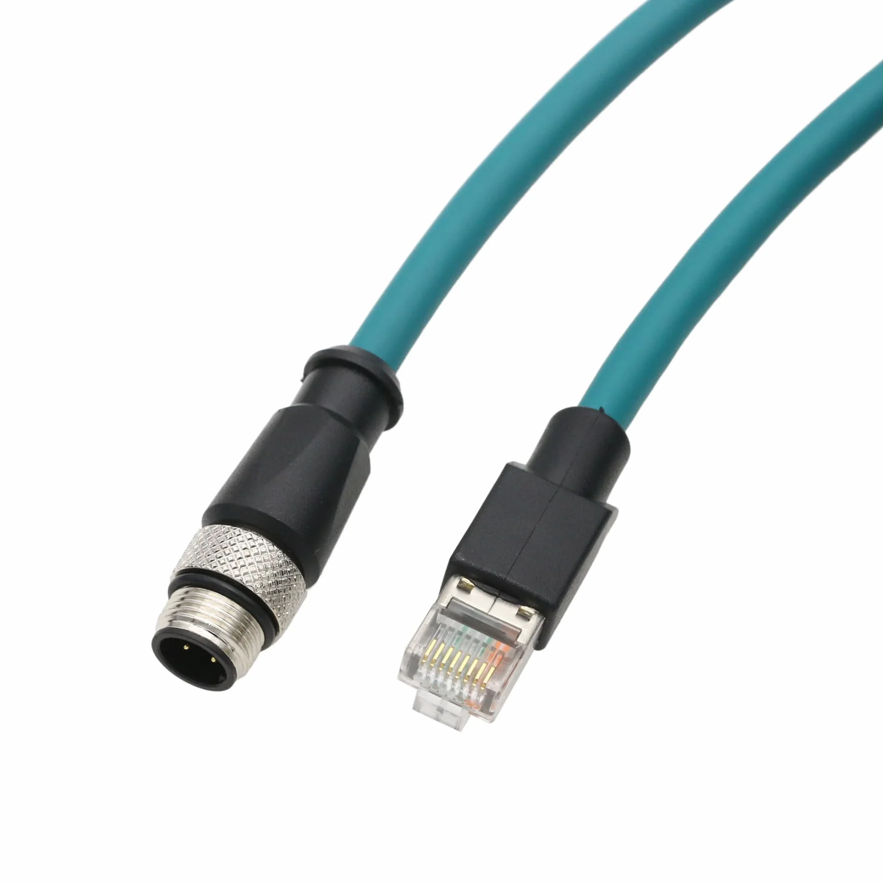 HangTon Ethernet CAT5e Cable M12 4 Pin D-Code to RJ45 2m for Keyence IV2, Datalogic 210N, Sick Omron Vision Sensor
