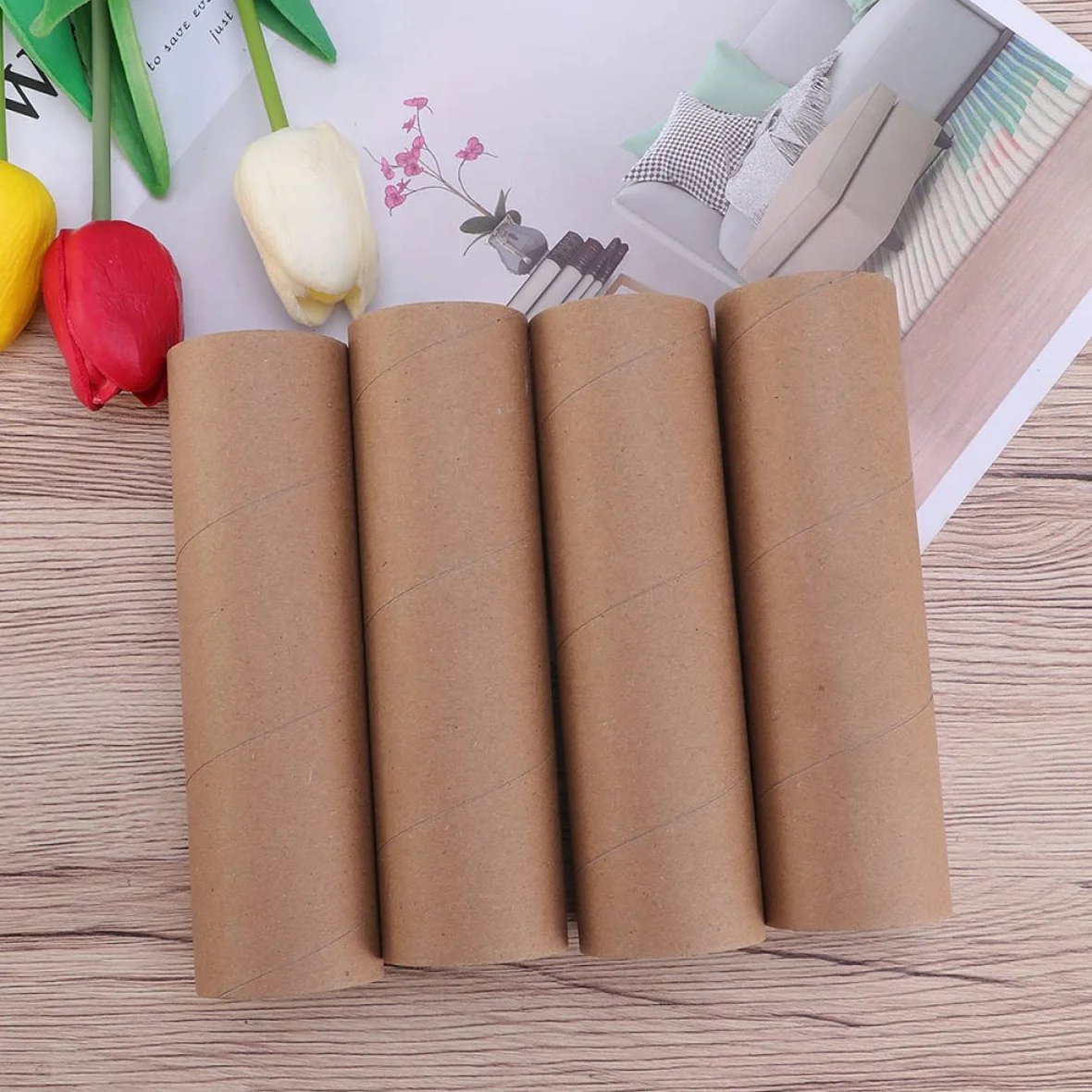 EXCEART 30 Pièces Tubes d'Expédition en Carton Kraft Ronds pour Artisanat et Affiches