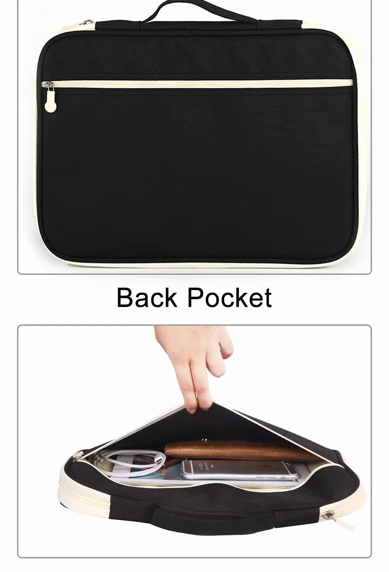 JAKAGO Portfolio Dossier de présentation business padfolio intelligent Folder A4 Folio Document étanche Organizer Passeport sac conference folder Pad Housse étui (Noir)