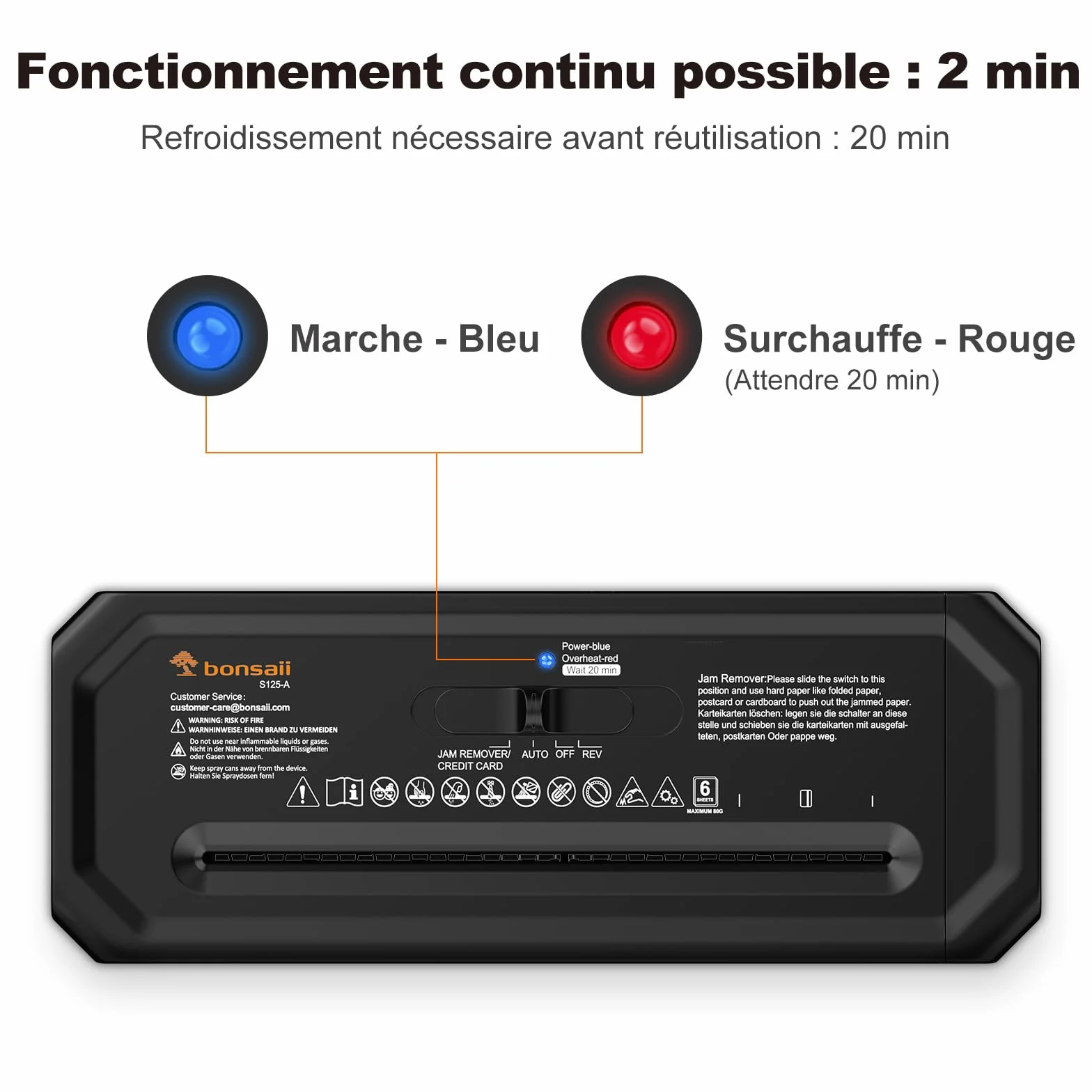 Bonsaii Destructeur de Documents 6 Feuilles Niveau Sécurité P-2 Portable Poignée Rétractable S125-A