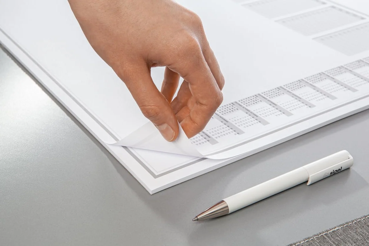 SIGEL H6365 Sous-main en papier A2 59.5 x 41 cm calendriers 2 ans semainier noir et blanc 40 feuilles