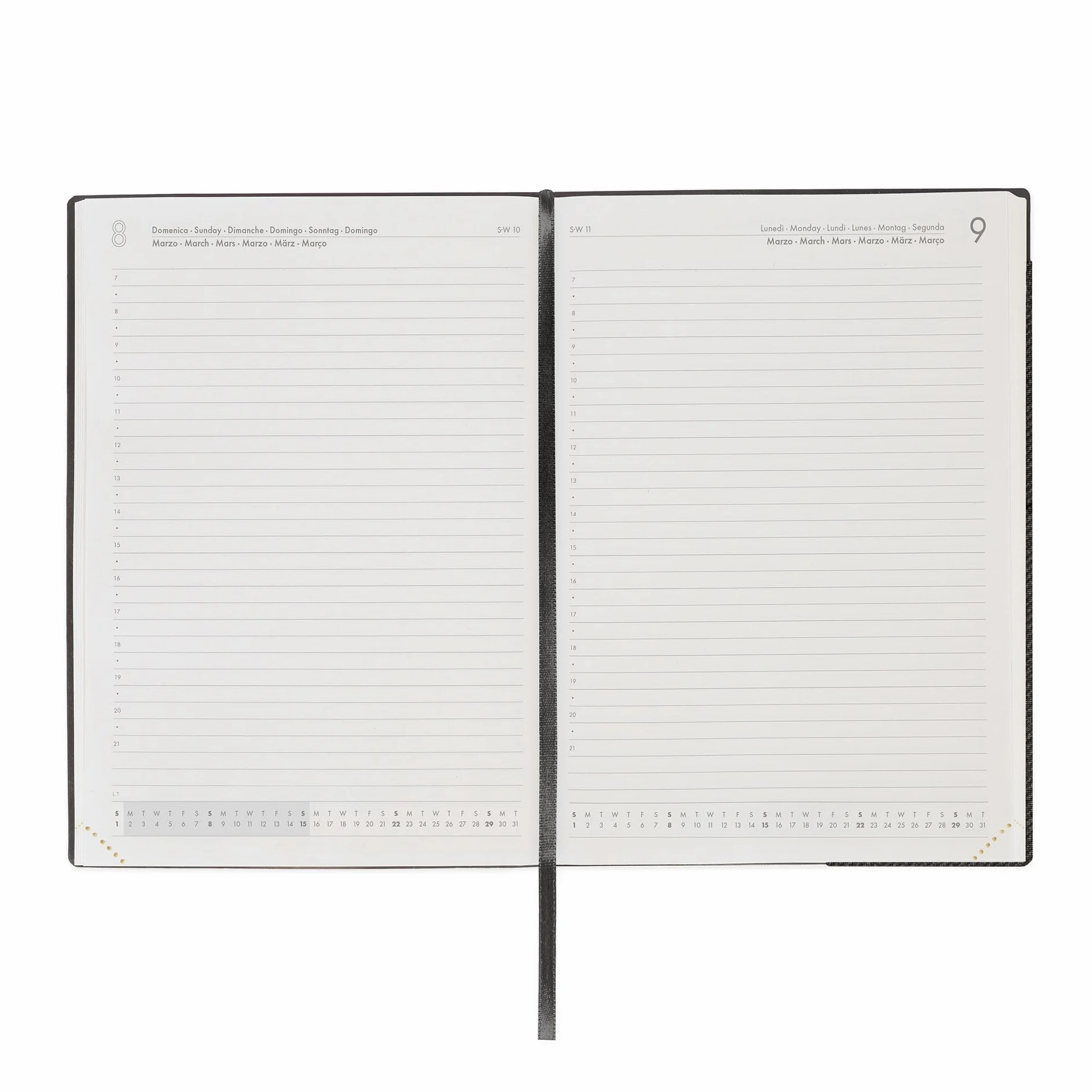 Legami Grand agenda journalier 2026 Deep Graphite 12 mois large fermeture élastique papier FSC certifié 17 x 24 cm