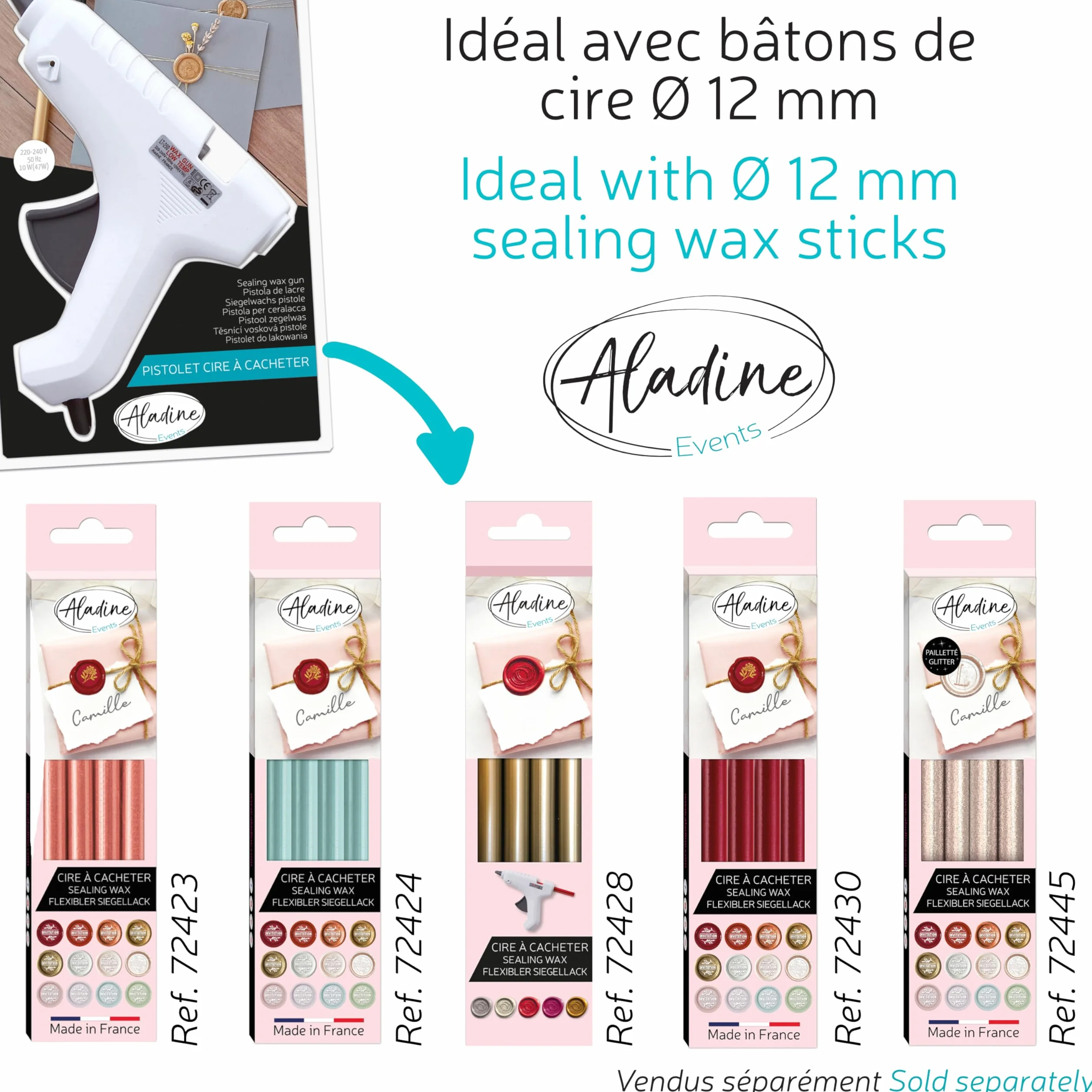 Aladine Pistolet à Cire à Cacheter pour Bâtons Ronds 72606