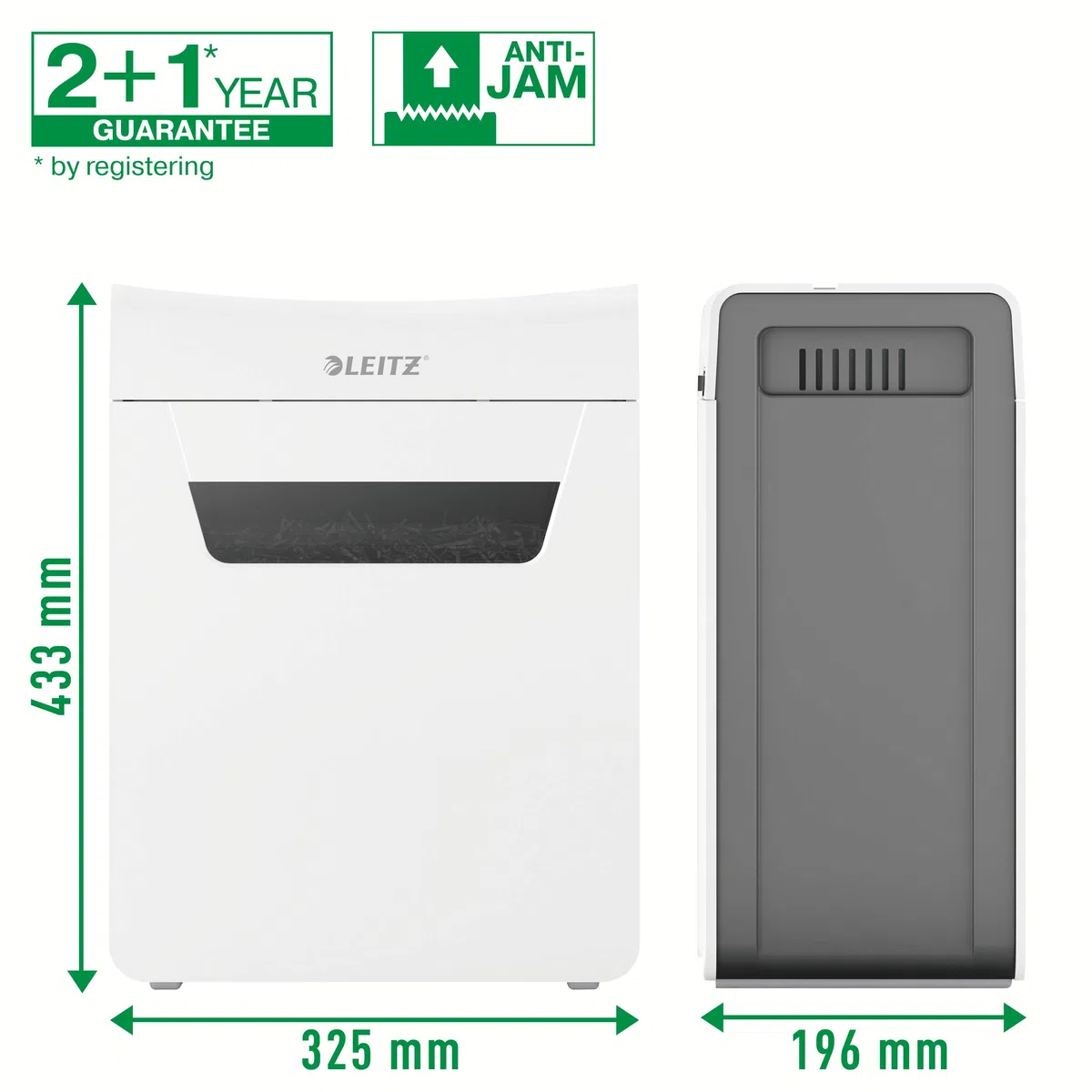 Leitz Déchiqueteuse de papier IQ 4M Premium P5 pour bureau et maison, microcut, 4 feuilles, poubelle 14 l, très silencieuse/compacte, série Protect, blanche, 80940000, 1 unité