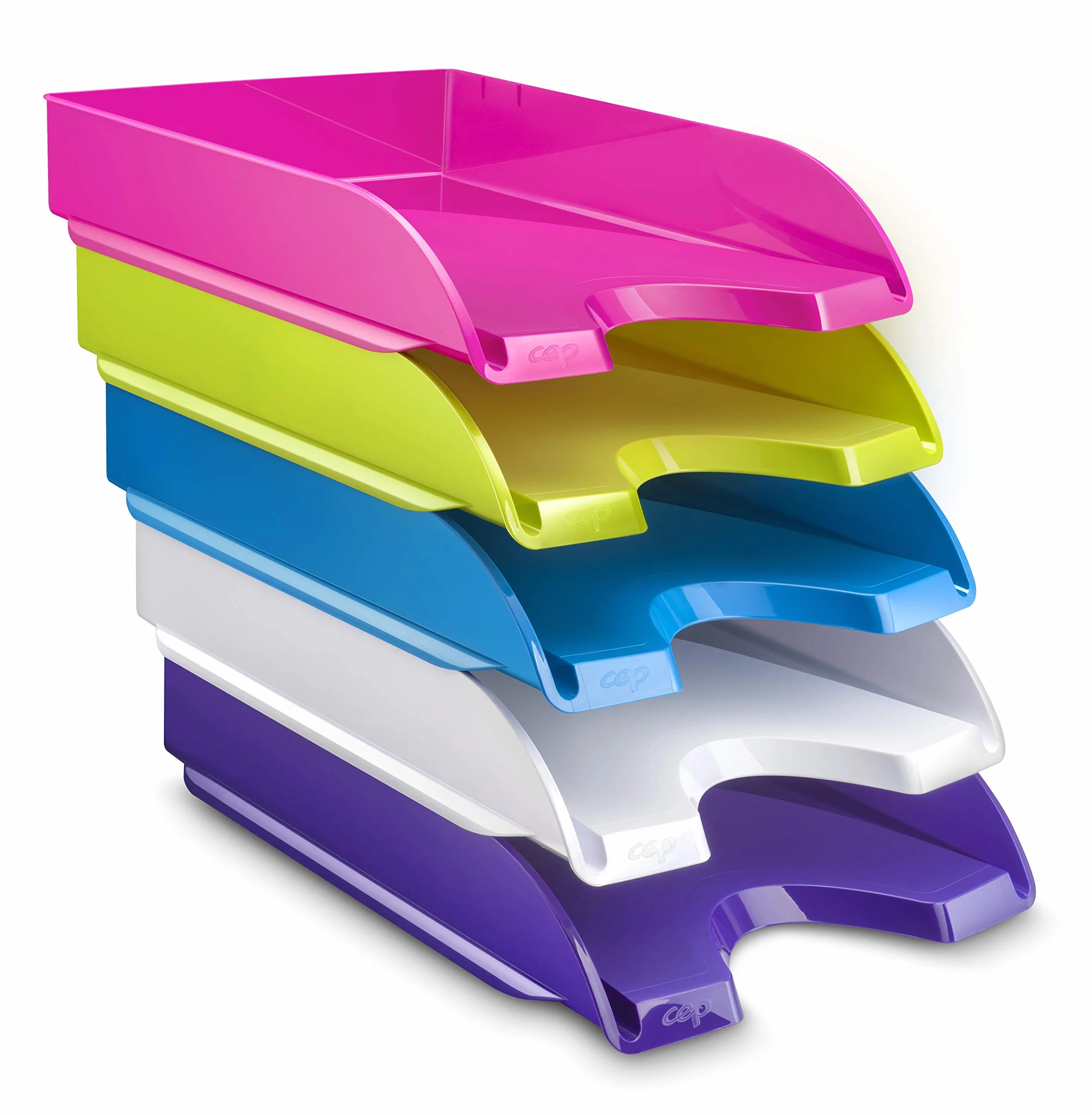 CEP Lot 5 Corbeilles à courrier Banette Organiseur Energy Gloss Rangement Bureau Papier A4 24x32cm