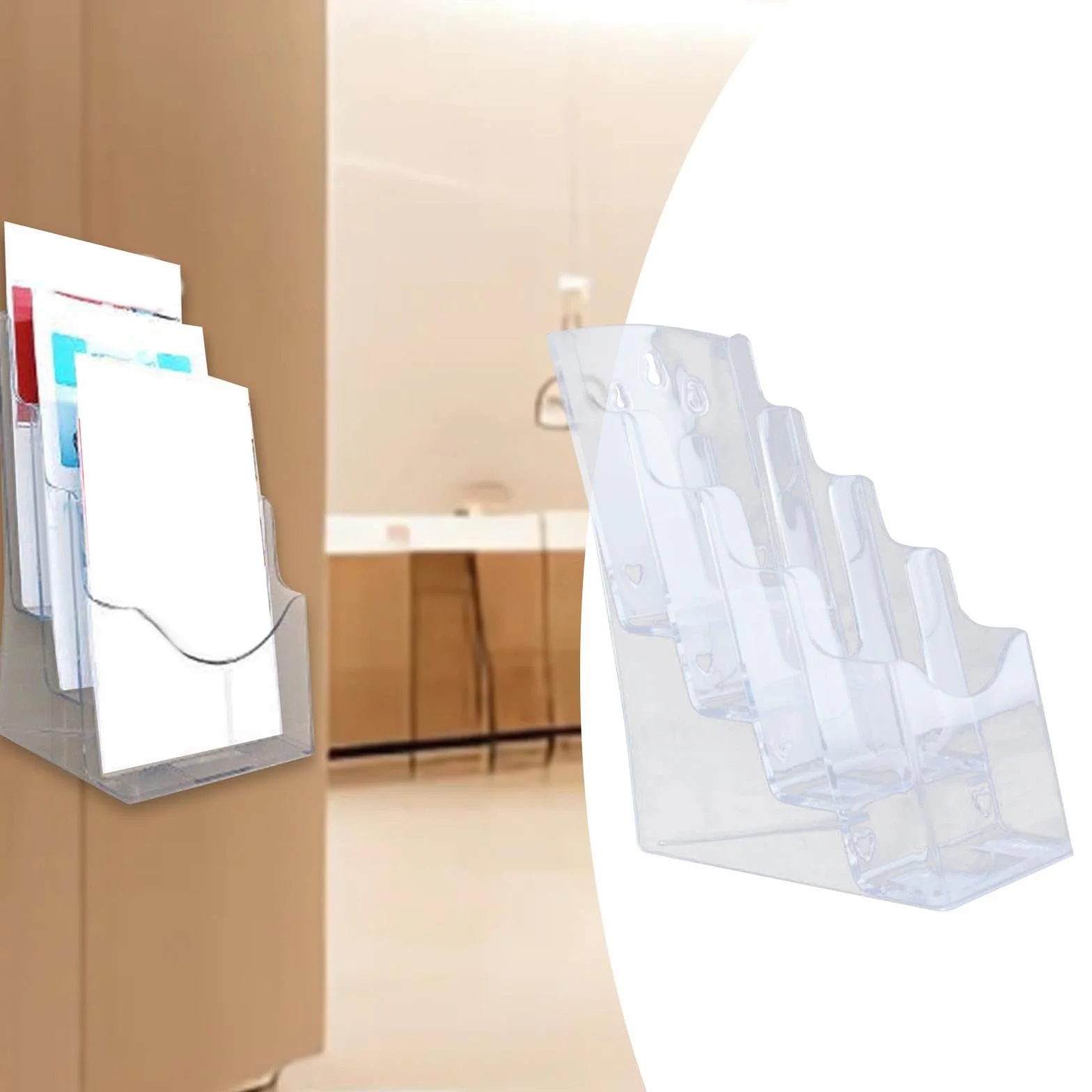 MagiDeal Présentoir de brochures en acrylique A6 4 niveaux porte-revues