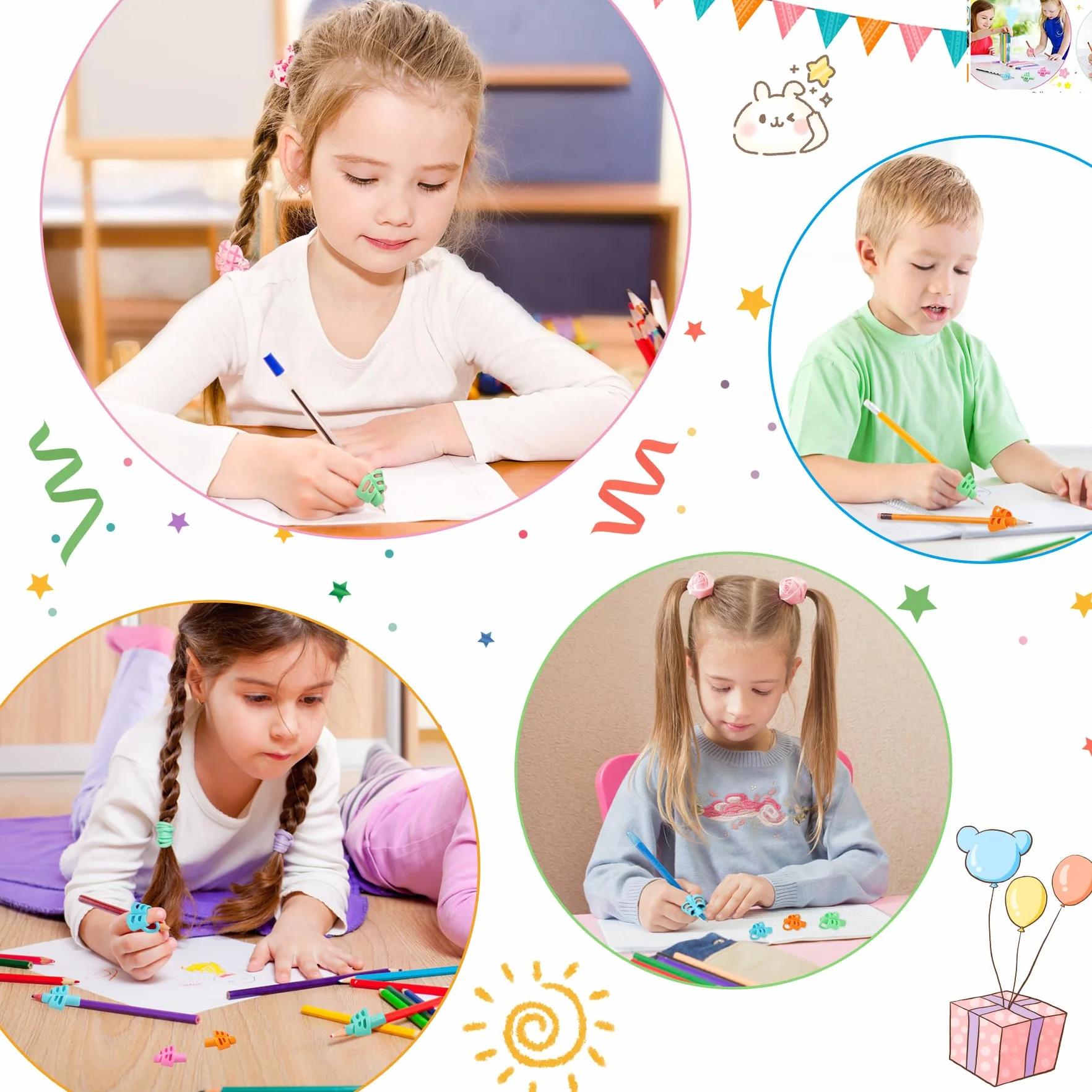 Lot de 20 poignées de crayon en silicone pour enfants, correction de posture