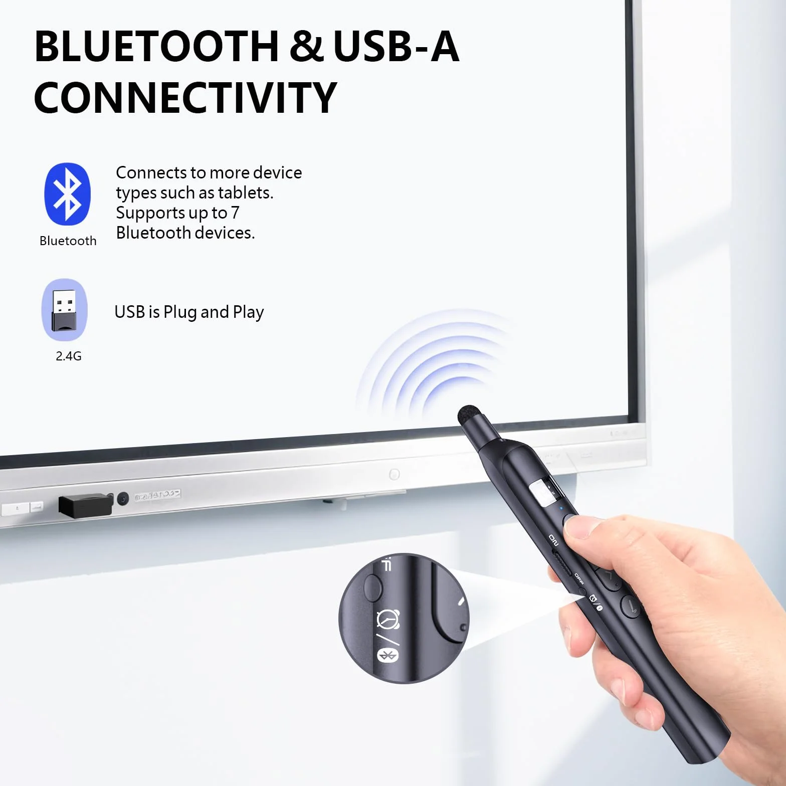 Norwii N21 Clicker de Présentation Bluetooth avec Pointeur Télescopique, Télécommande pour PowerPoint