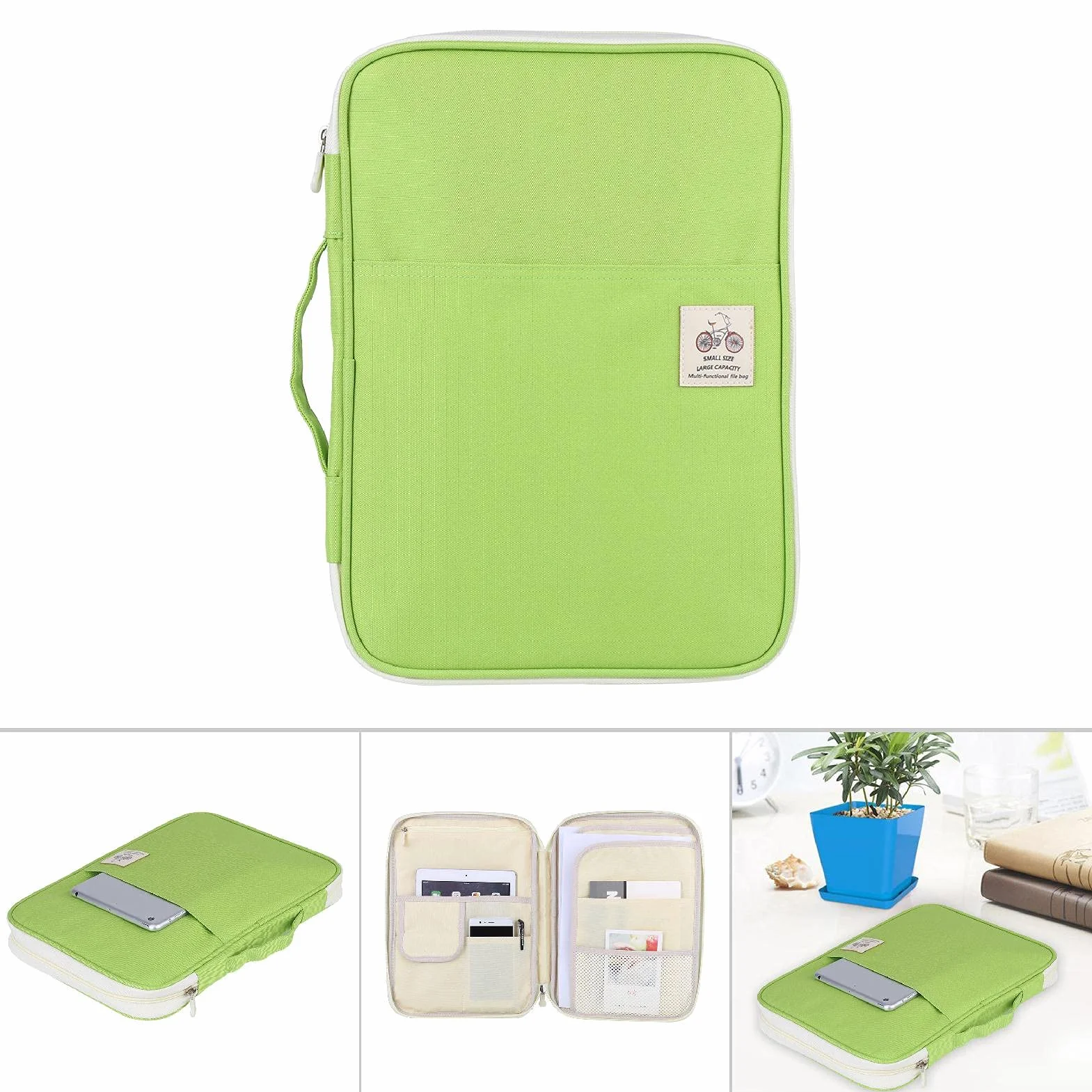 Portfolio Dossier de présentation business Sac de Document A4 Multifonctionnel 35 x 25 x 3,5cm Vert