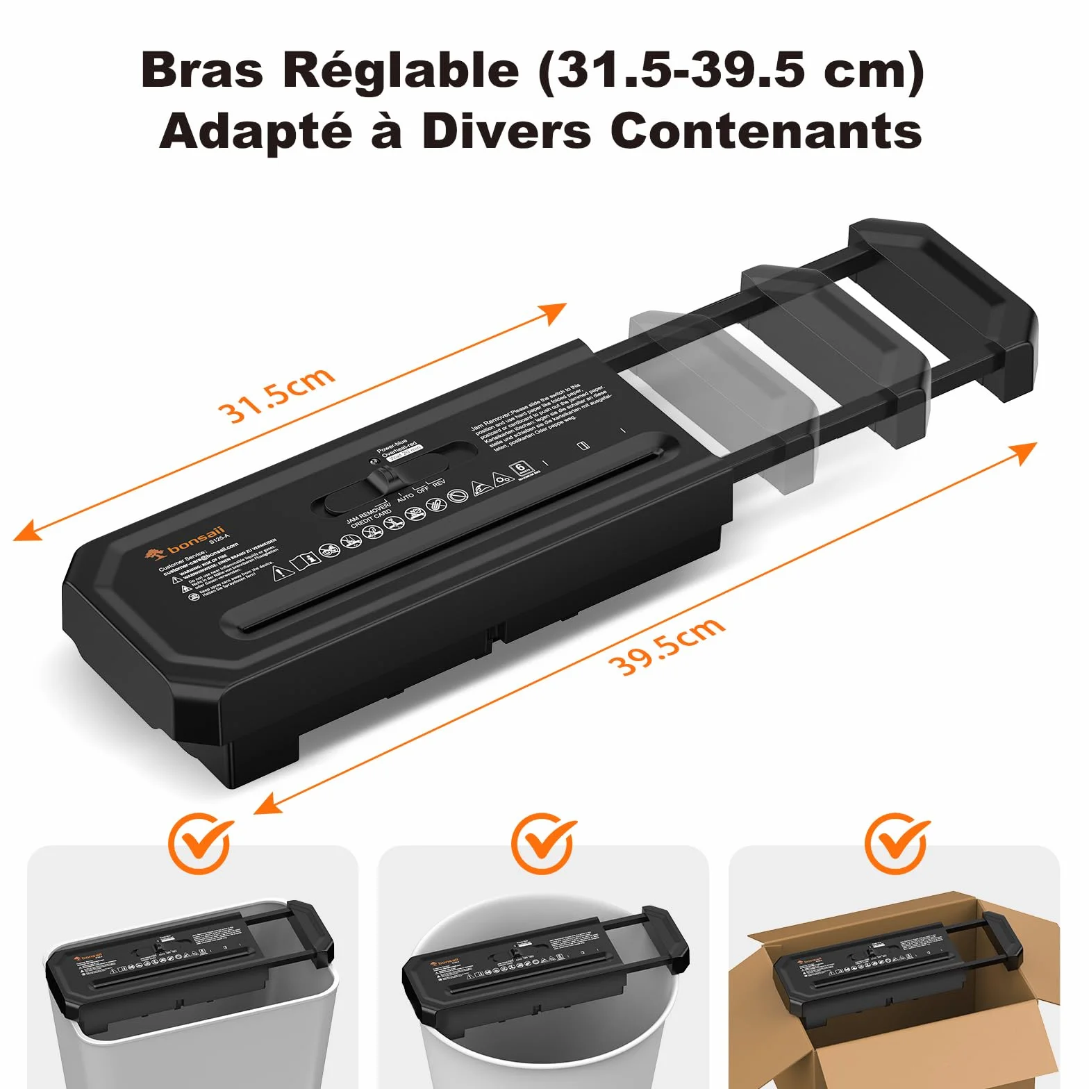 Bonsaii Destructeur de Documents 6 Feuilles Niveau Sécurité P-2 Portable Poignée Rétractable S125-A
