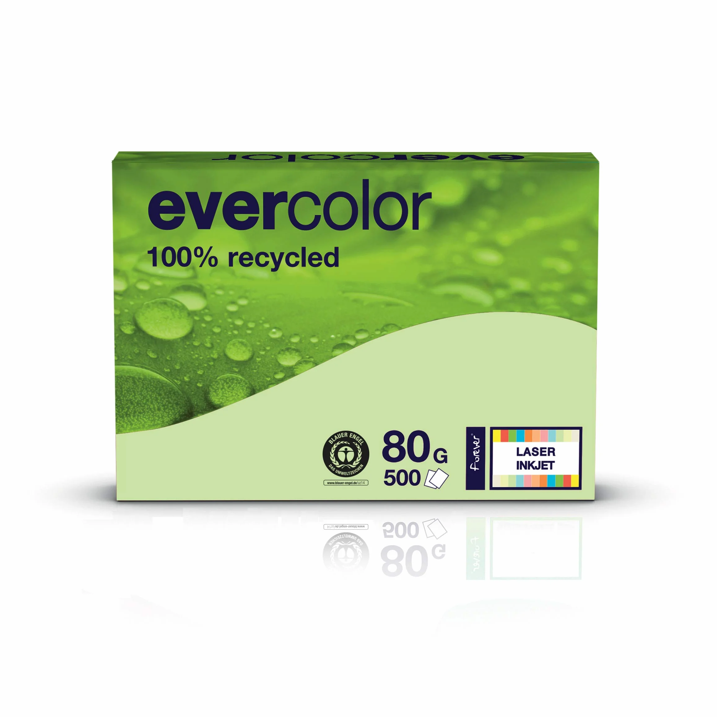 EVERCOLOR papier reprographique A4 80g 100% recyclé vert clair Ange Bleu 500 feuilles