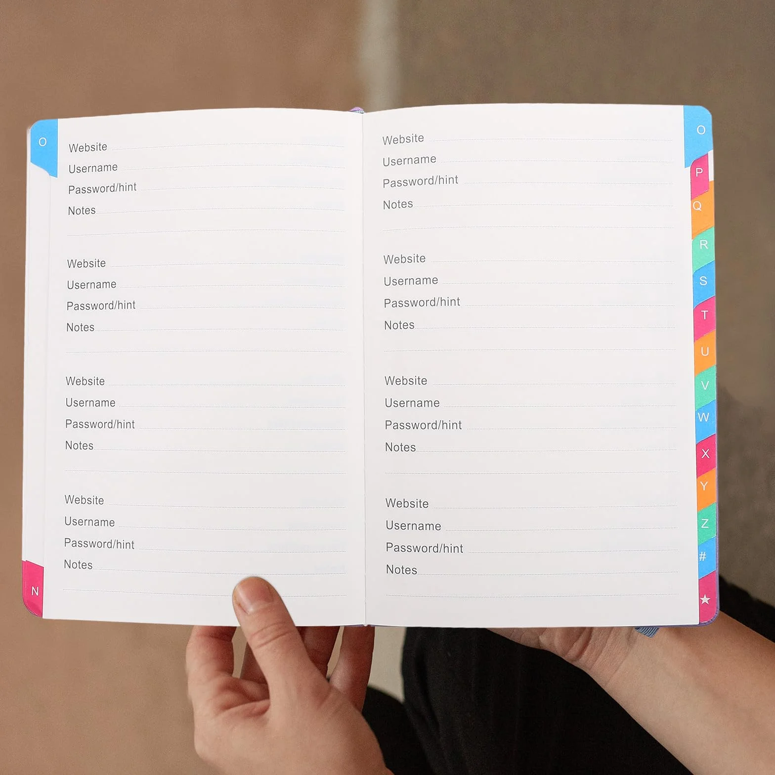 Homoyoyo Carnet A5 Mots de Passe Adresses Web Onglets Alphabétiques Organiseur Portable Bleu Violet Répertoire Usage Personnel Bureau