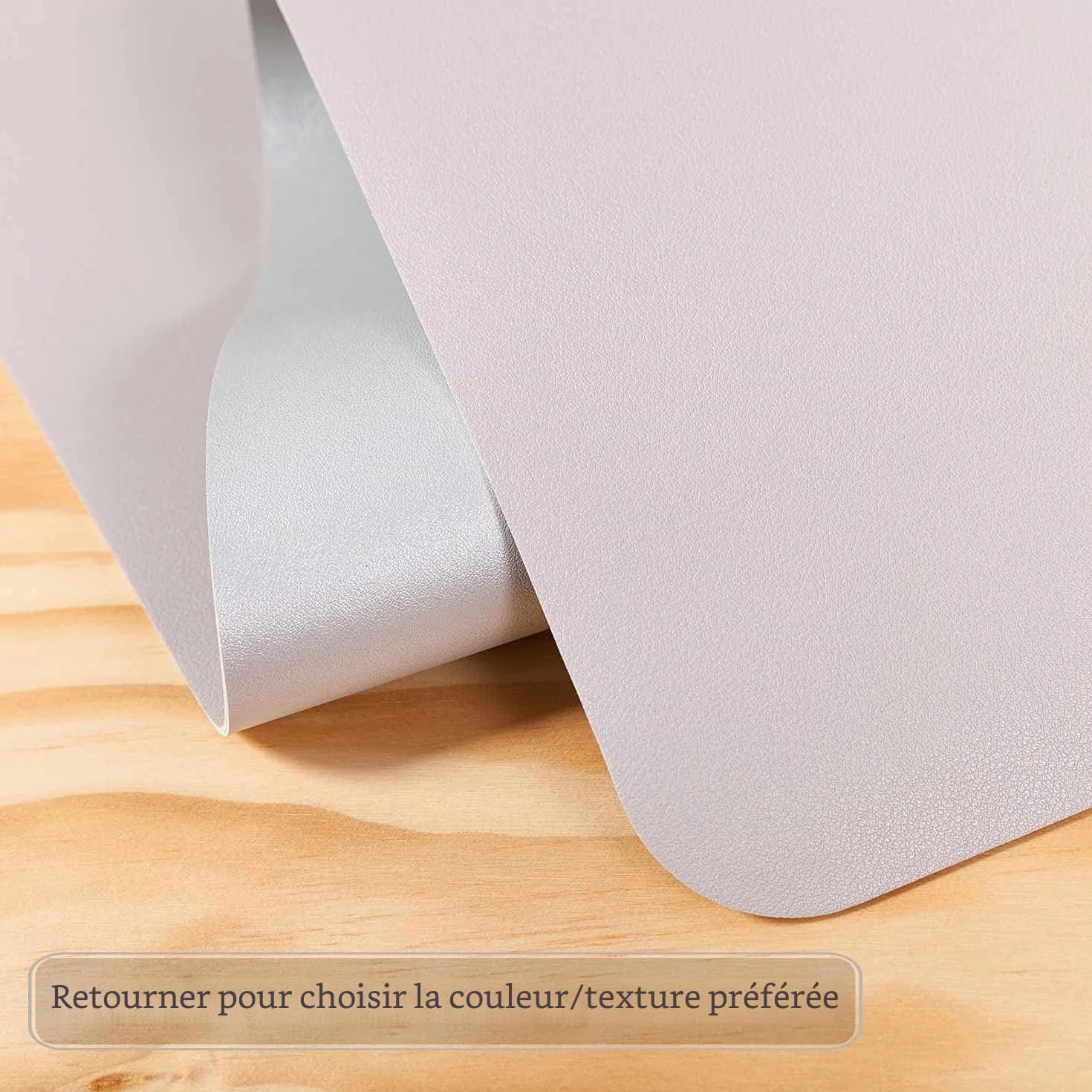 Tapis de Souris Grand XXL 90 x 43cm, Sous Main Bureau Cuir PU Étanche Double Face Gris Clair/Argent