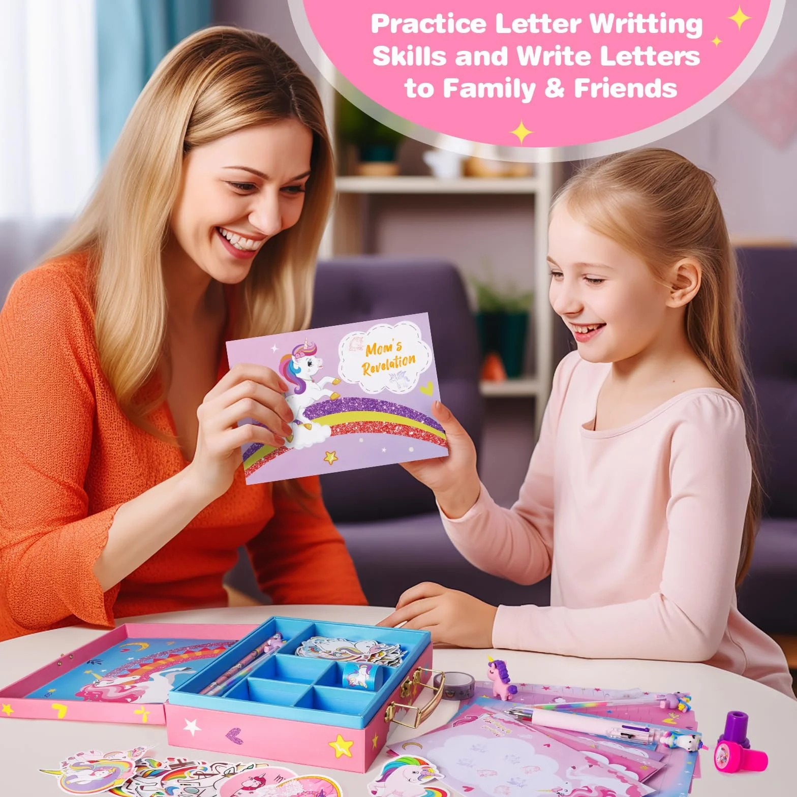 Ensemble de papeterie licorne 112 pièces pour filles 5-12 ans cadeau Noël