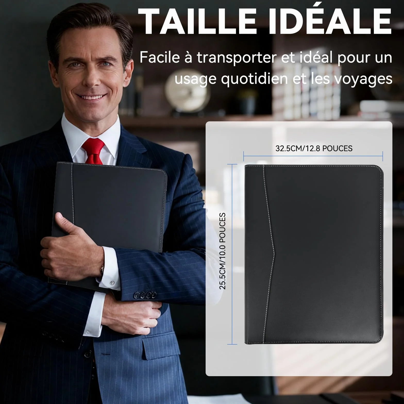 Newyes Porte-Documents A4 Imperméable Cuir Synthétique Noir
