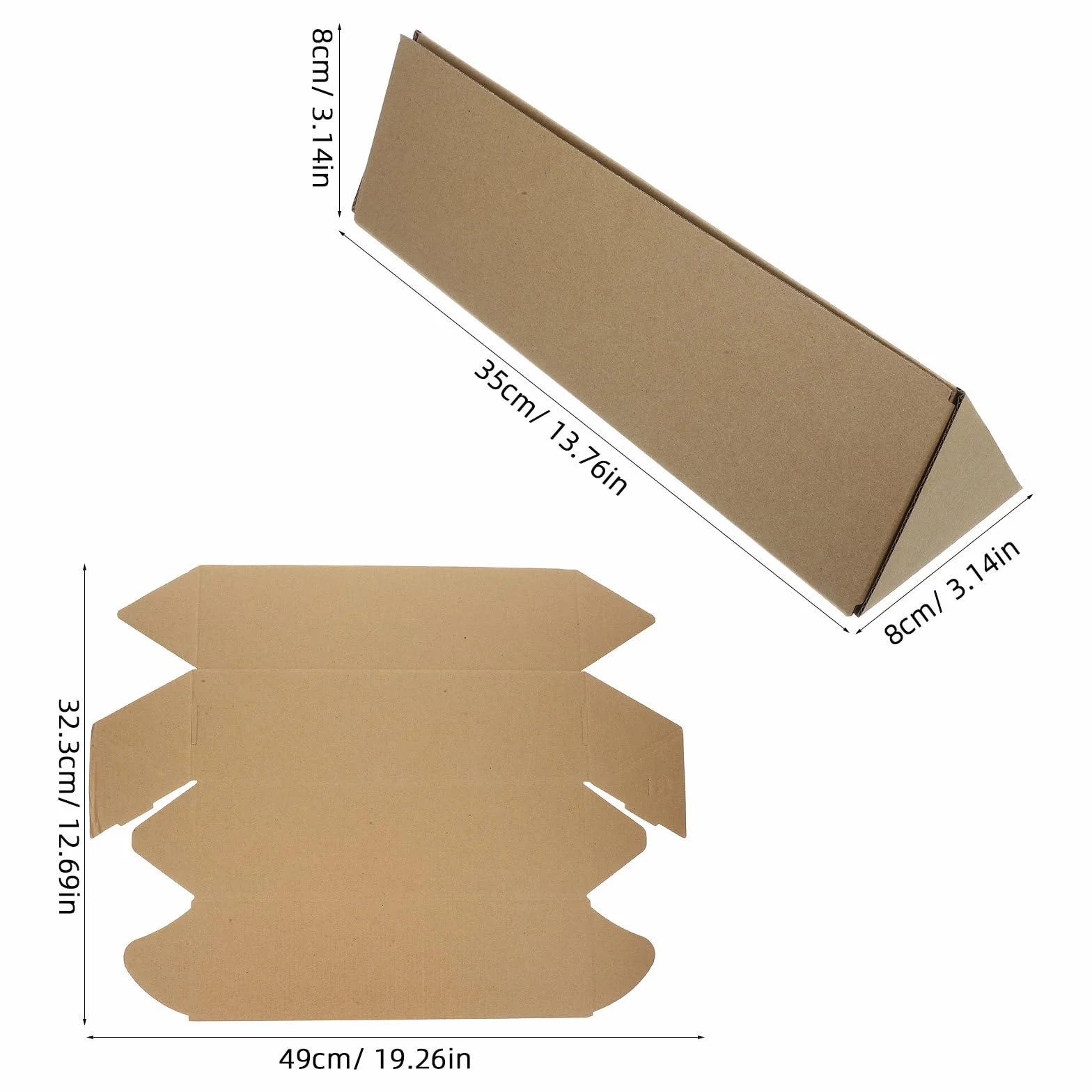 Tubes d'expédition Triangulaires en Papier Kraft Lot de 10 pour Transport et Stockage de Dessins et Affiches