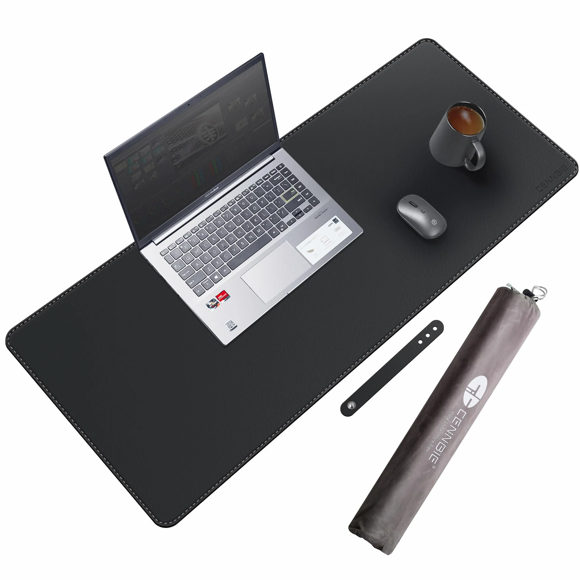 Sous-mains Bureau 90x40cm Cuir Synthétique Imperméable Anti-Dérapant Protection Table Noir