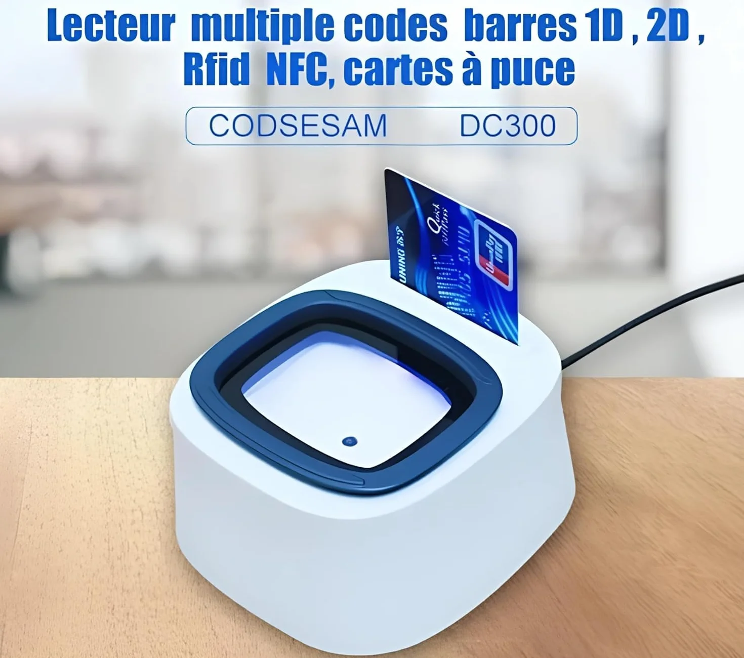 Lecteur SESAM Vitale DC300 Mono-Fente 3-en-1 – QR Code, NFC & Carte Vitale – sans Lecteur CPS – Plug & Play – Compatible PC/SC - Câble USB A – Santé pour Professionnels - Version Windows