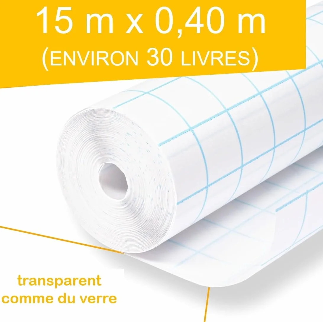 Couvertures de protection de livre adhésives transparentes 15 m x 40 cm rouleau