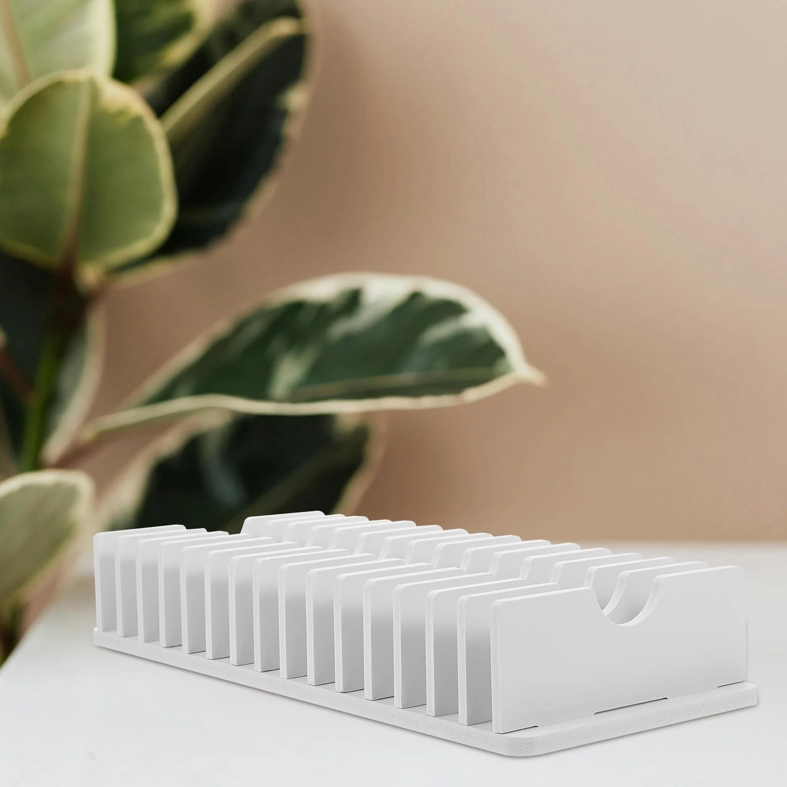 NUOBESTY Support De Téléphone Portable Pour Bureau Avec 15 Compartiments Organisateur En Pvc Pour Calculatrices Et Rangement