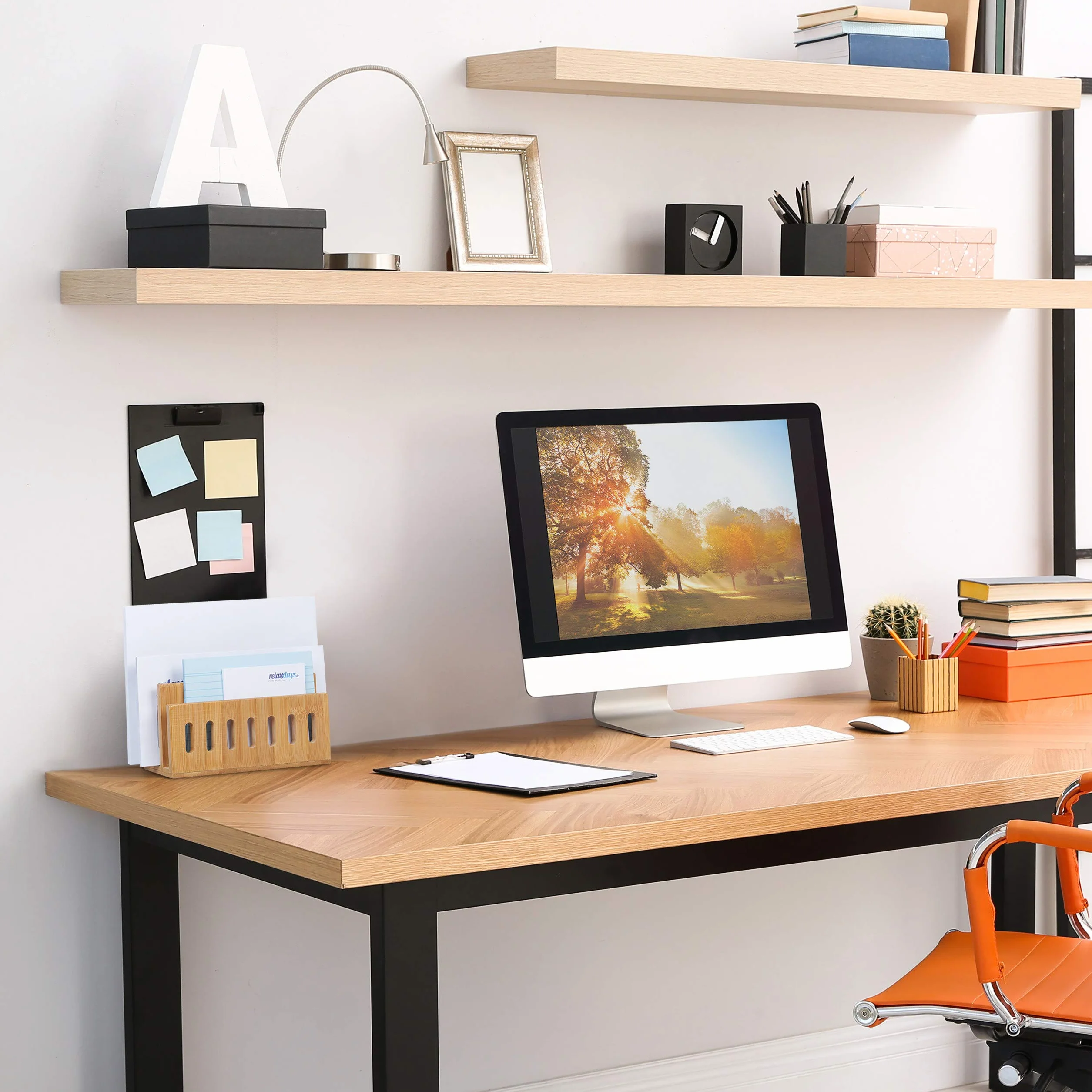 Relaxdays Organiseur Bureau Bambou 3 Compartiments Trieur Courrier Porte-Documents 13x18x8 cm Nature