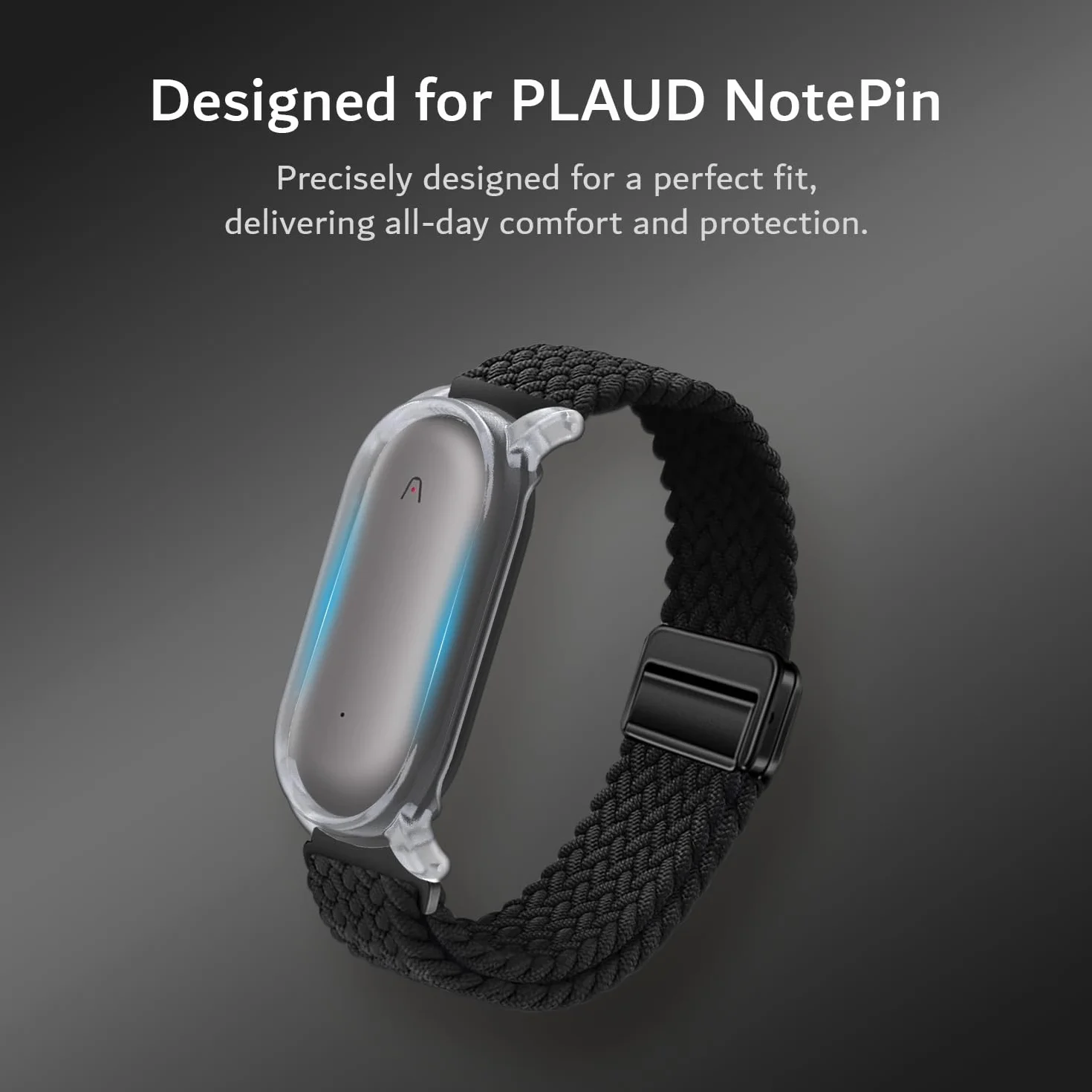 TUDIA Étui PC à clipser bracelet magnétique tressé réglable pour PLAUD NotePin AI