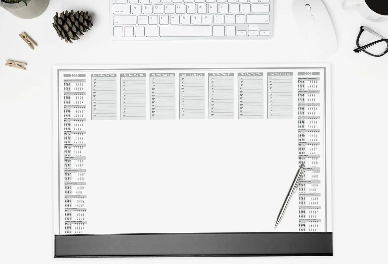 SIGEL H6365 Sous-main en papier A2 59.5 x 41 cm calendriers 2 ans semainier noir et blanc 40 feuilles