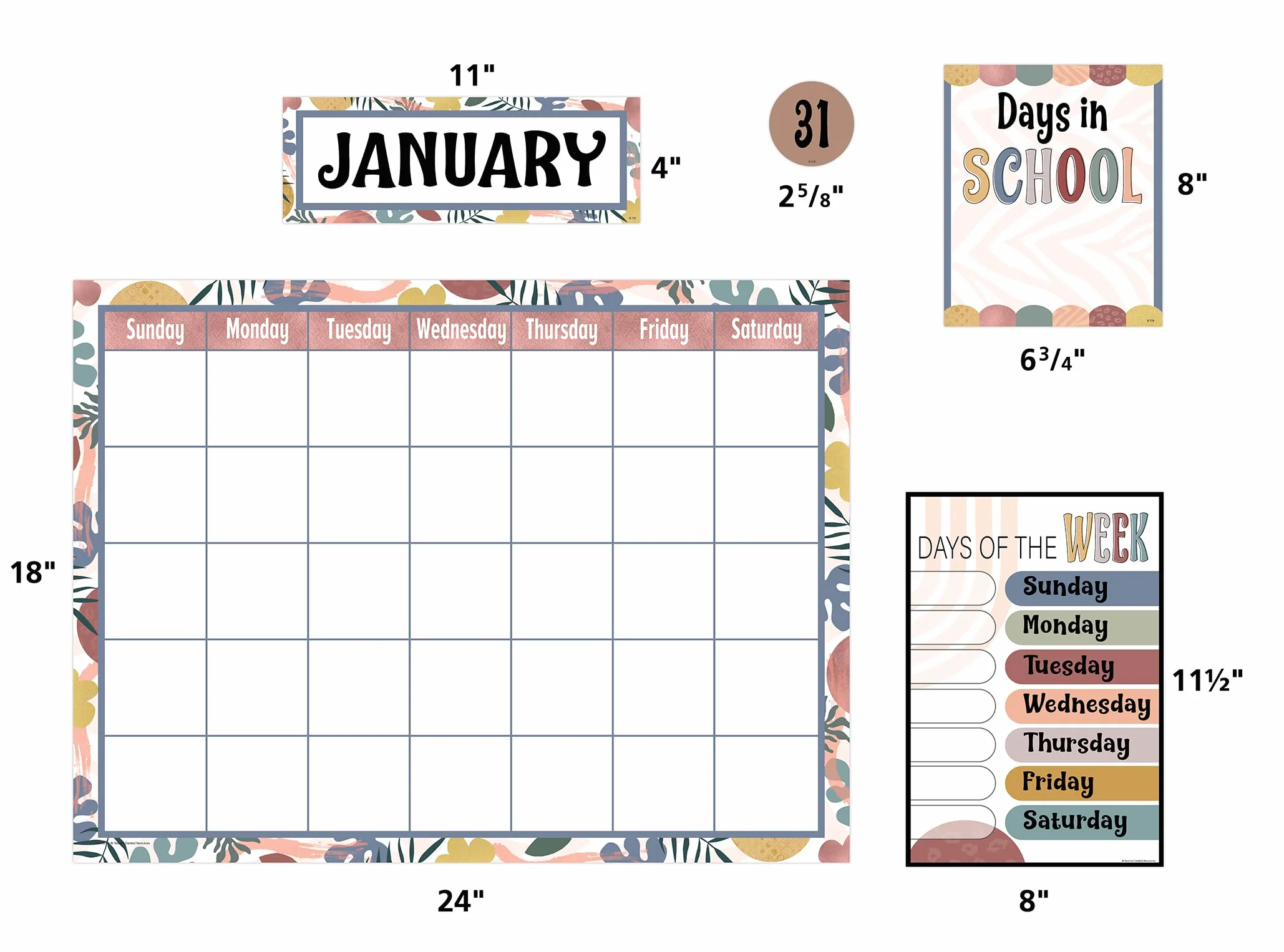 Teacher Created Resources Tableau d'affichage Calendrier Wonderfully Wild