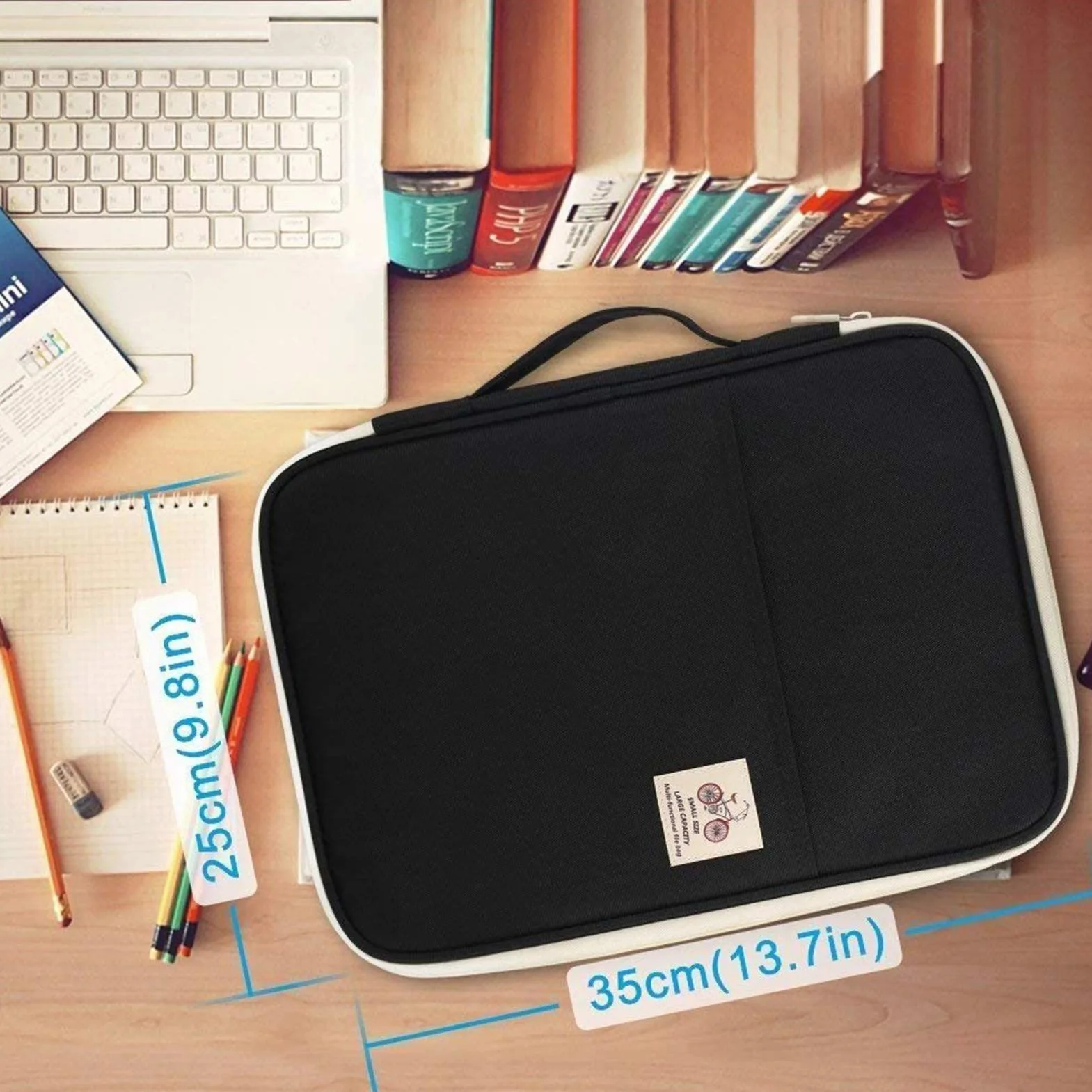 JAKAGO Portfolio Dossier de présentation business padfolio intelligent Folder A4 Folio Document étanche Organizer Passeport sac conference folder Pad Housse étui (Noir)