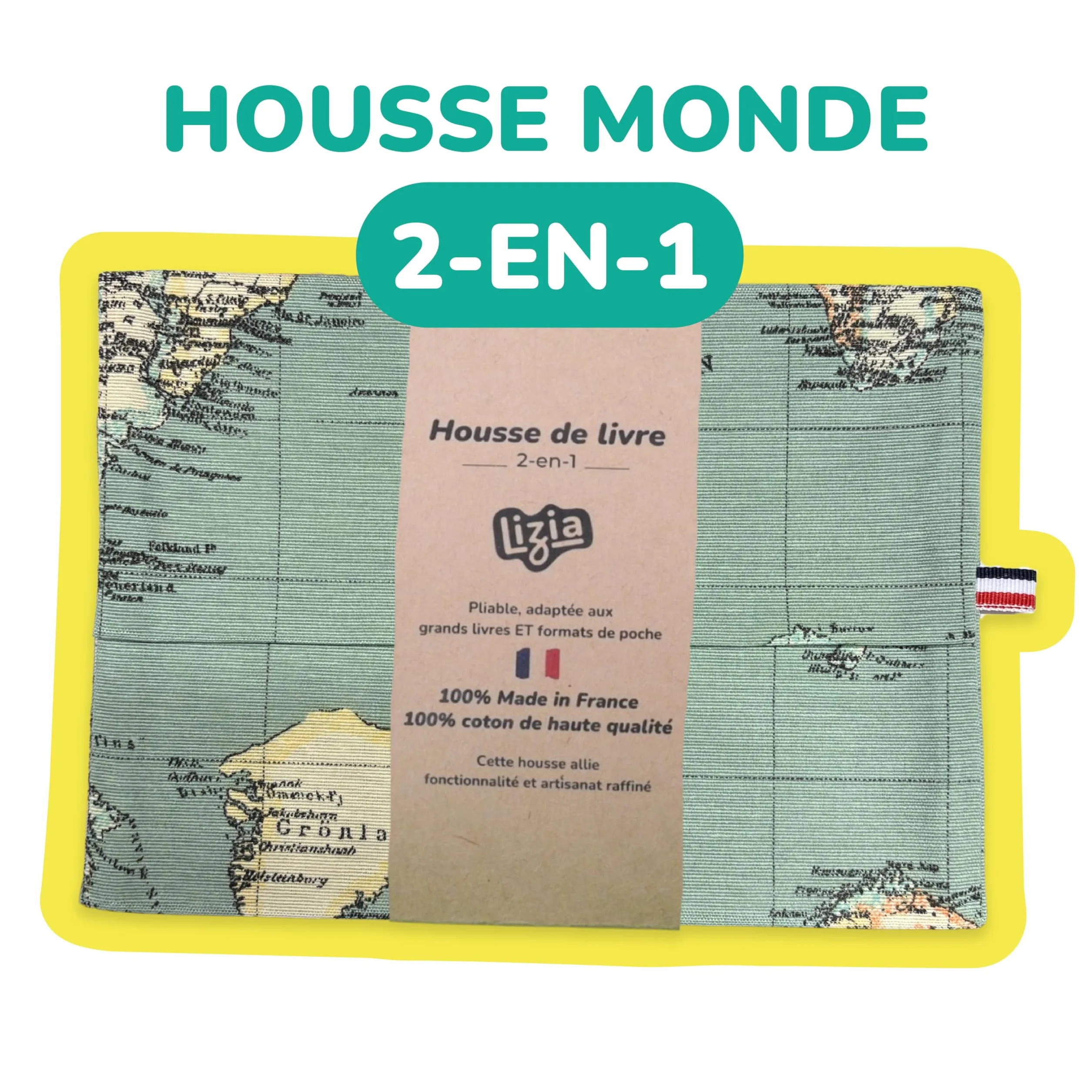 Lizia Pochette de Livre 2 en 1 Monde bleue Protection Optimale Design Innovant