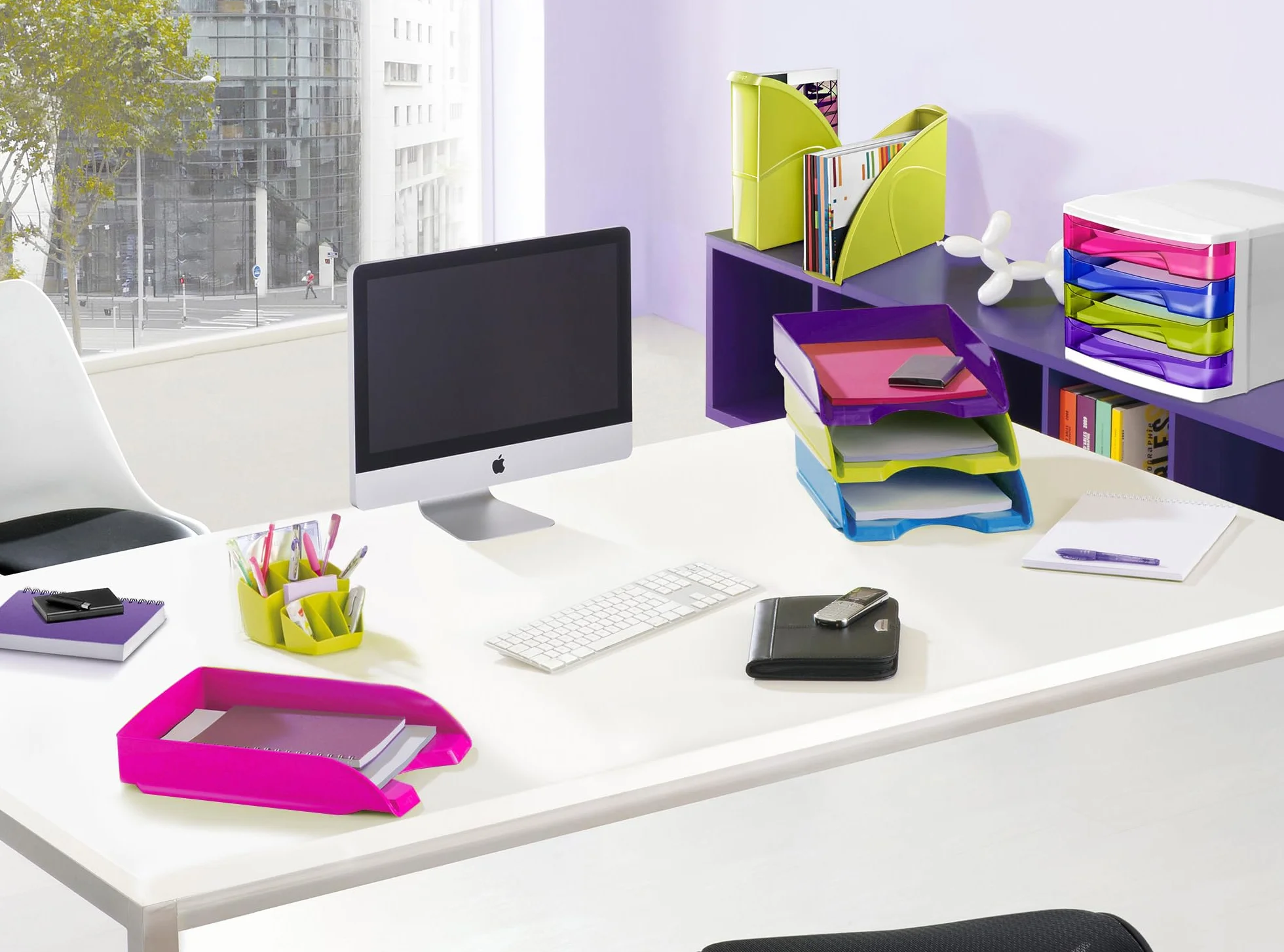 CEP Lot 5 Corbeilles à courrier Banette Organiseur Energy Gloss Rangement Bureau Papier A4 24x32cm