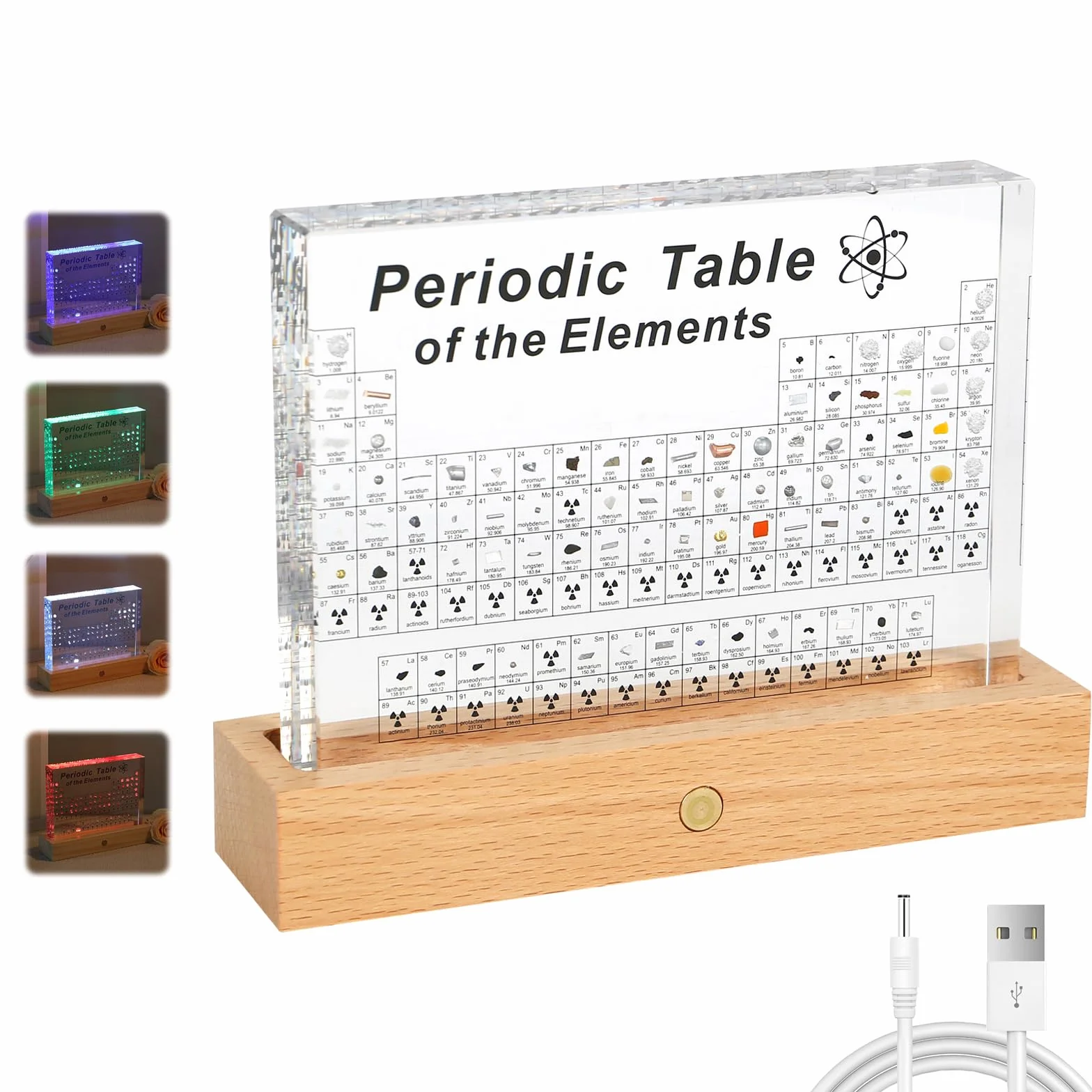 Btstil Tableau périodique avec éléments réels - Tableau périodique en acrylique de 83 éléments - Échantillons - Tableau périodique - Cadeau pour élèves, enseignants, étudiants, artisanat, décoration