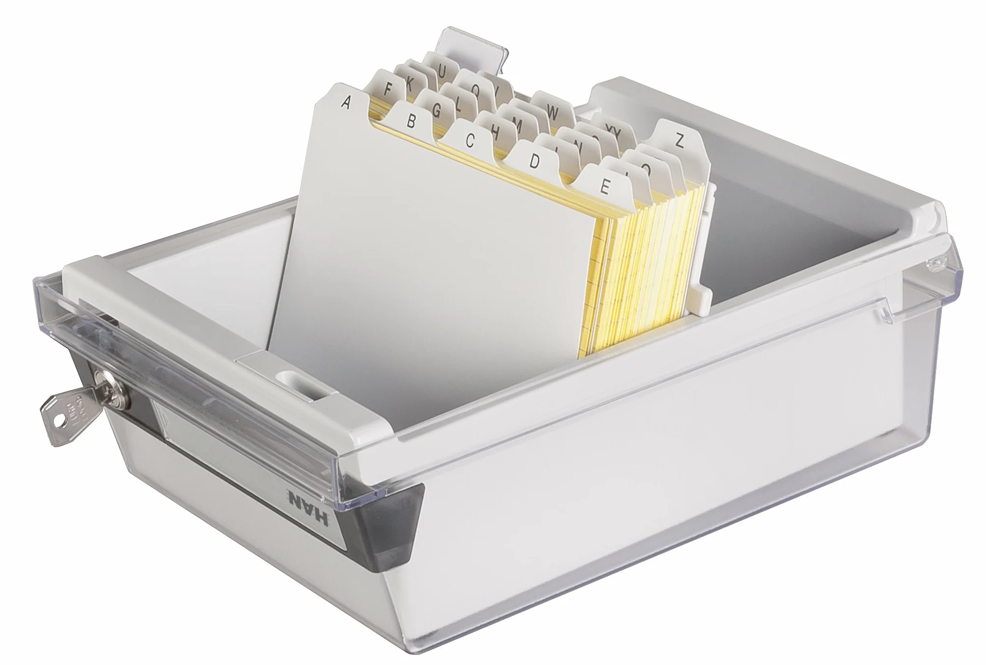 HAN 966-S-631 Boîte à fiches Collection spéciale A6 horiz pour 800 fiches avec serrure gris clair translucide