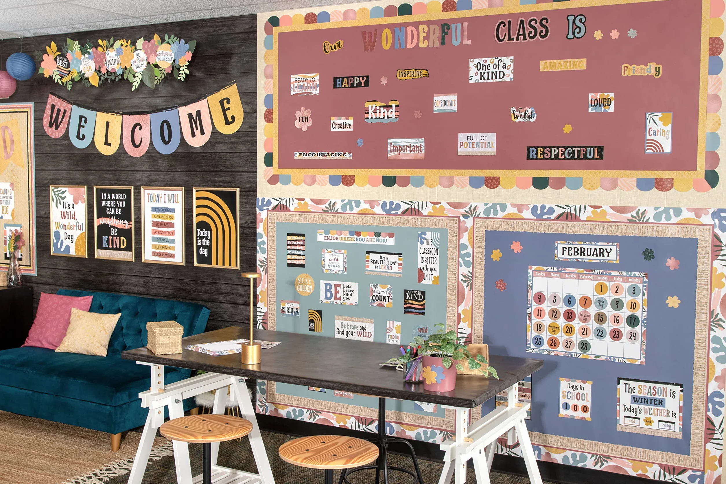 Teacher Created Resources Tableau d'affichage Calendrier Wonderfully Wild