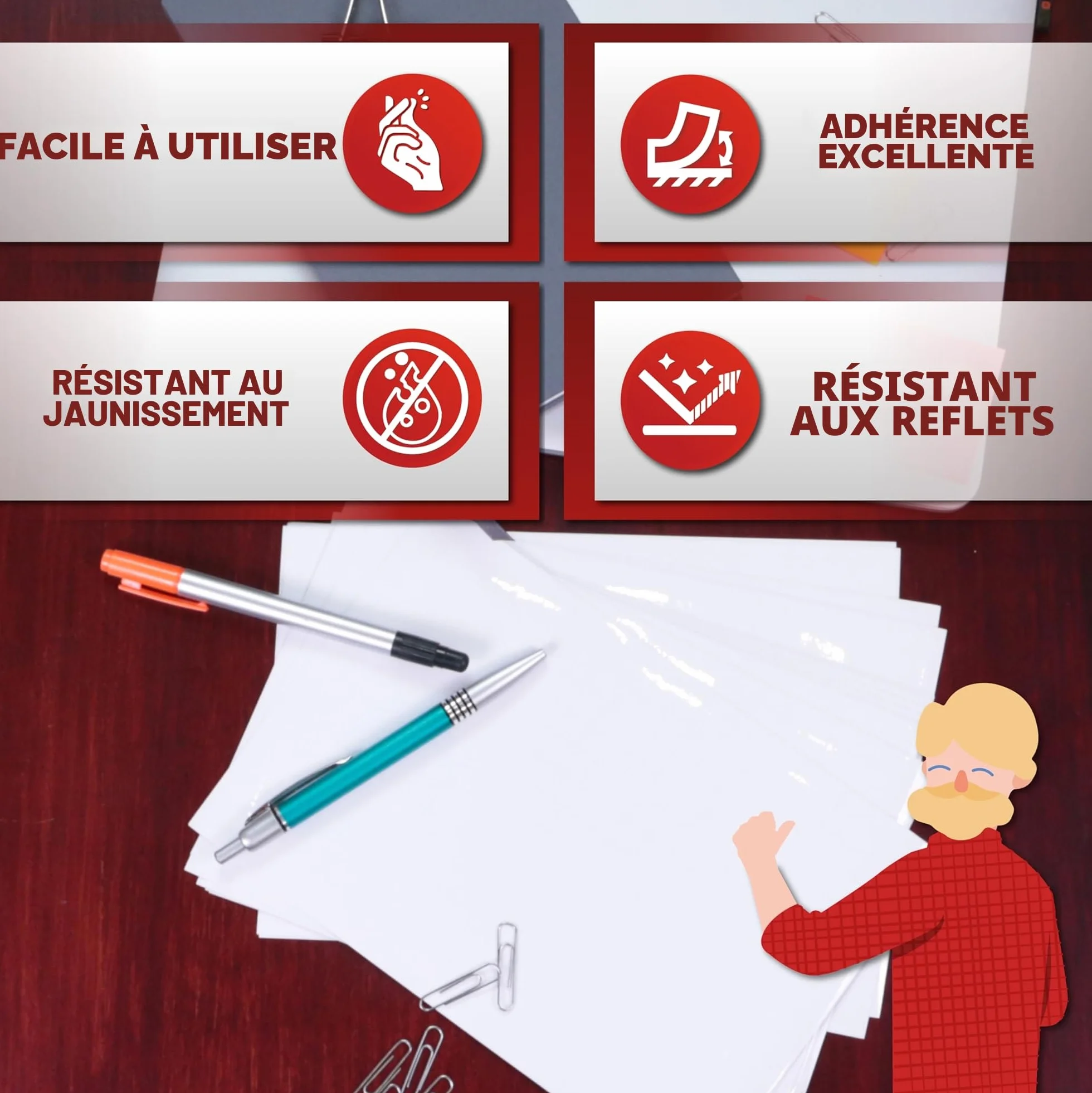 XFasten Feuilles de plastification auto-adhésives 9 x 12 pouces paquet de 50 épaisseur 4.76