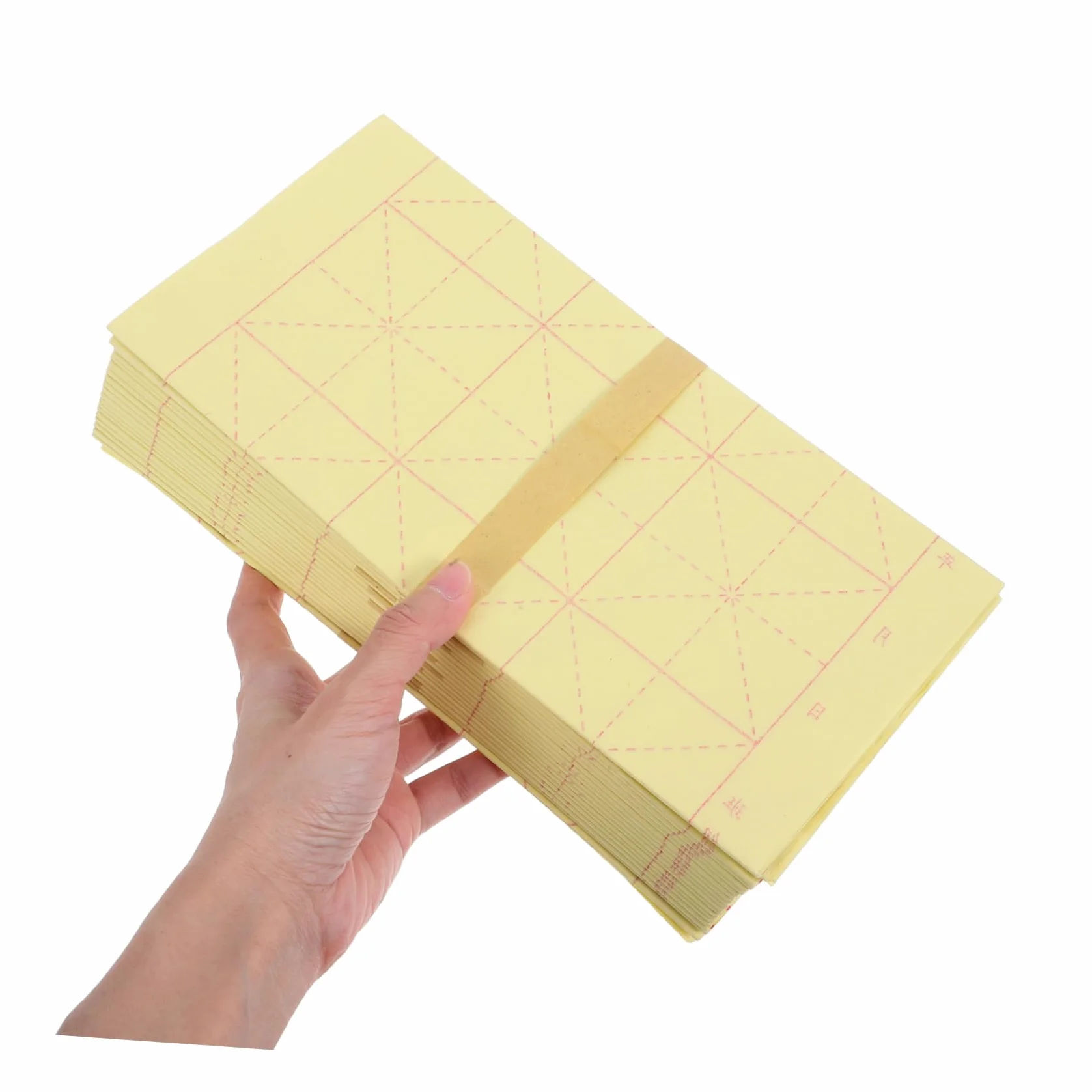 Housoutil Papier de Riz Chinois Quadrillé Calligraphie 15 Cases Jaune 10 Feuilles 20 Kits Débutants