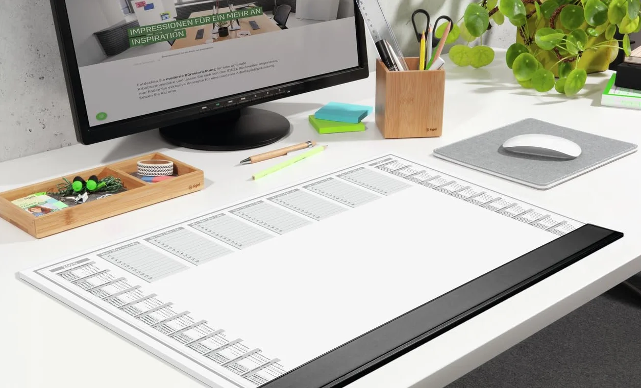 SIGEL H6365 Sous-main en papier A2 59.5 x 41 cm calendriers 2 ans semainier noir et blanc 40 feuilles