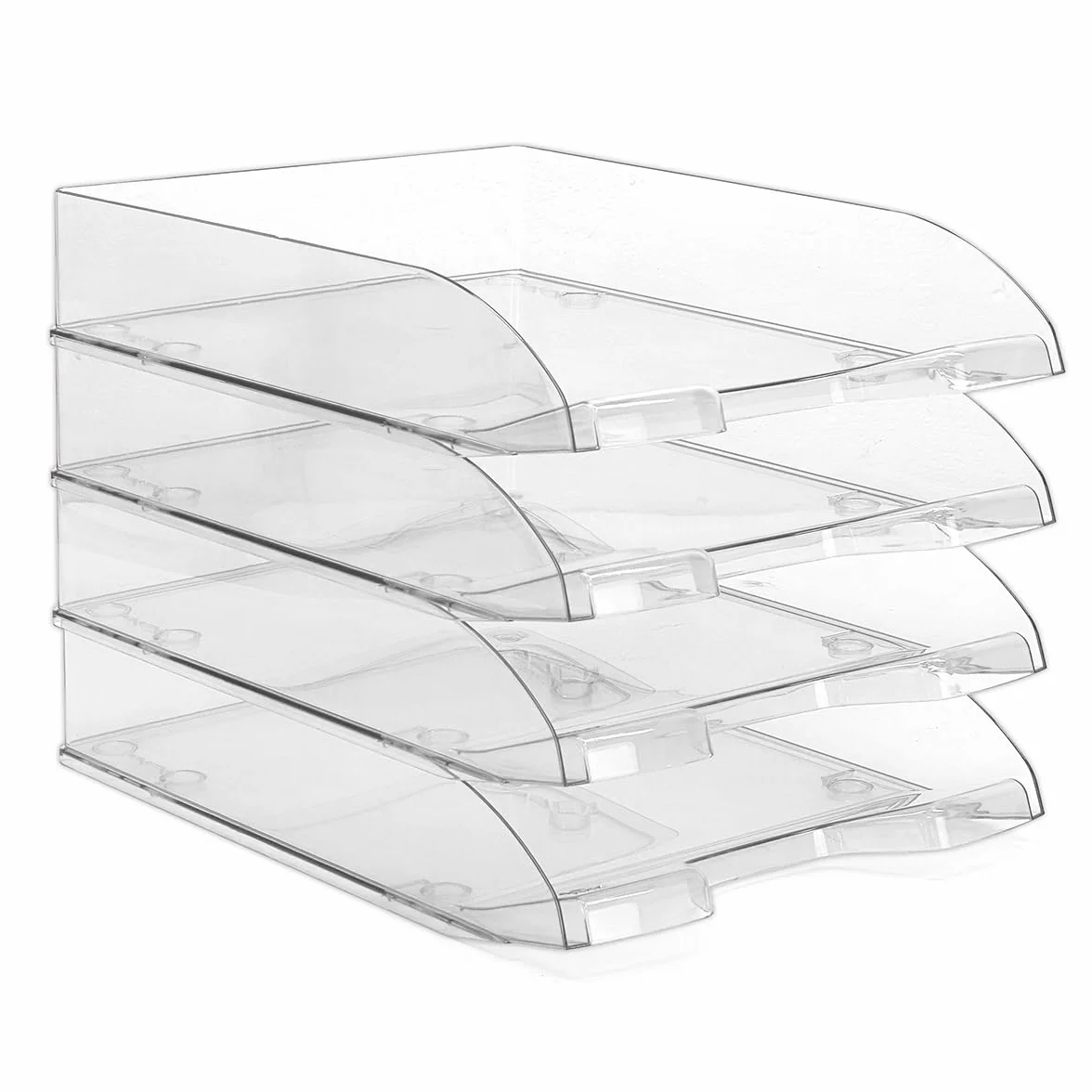 Waytex Pack de 4 Corbeilles à Courrier A4 Plastique Transparent