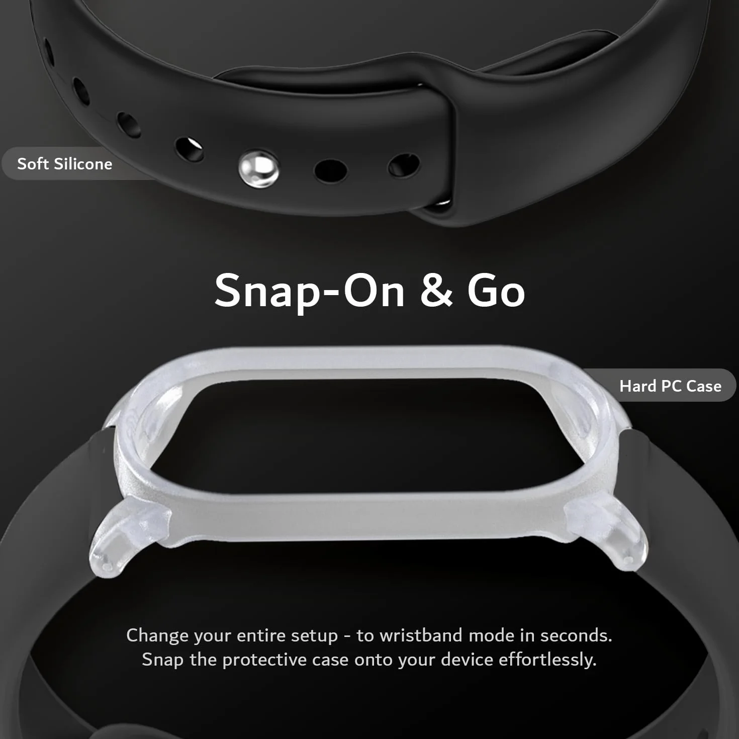 TUDIA Étui PC à Clipser Bracelet en Silicone réglable pour PLAUD NotePin AI Noir