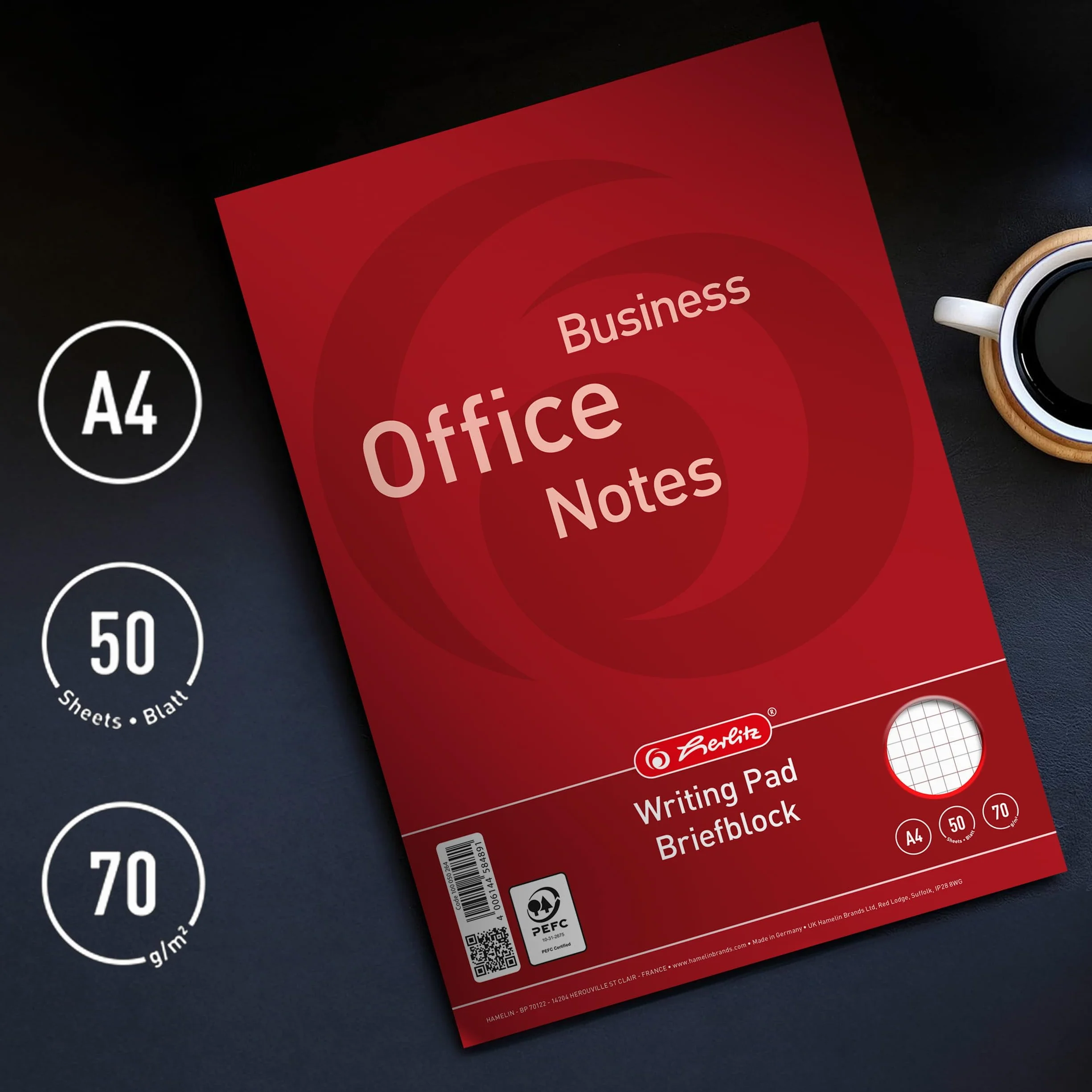 Landré Papier à lettre A4 70 g/m² Lot de 10 blocs quadrillé 50 pages