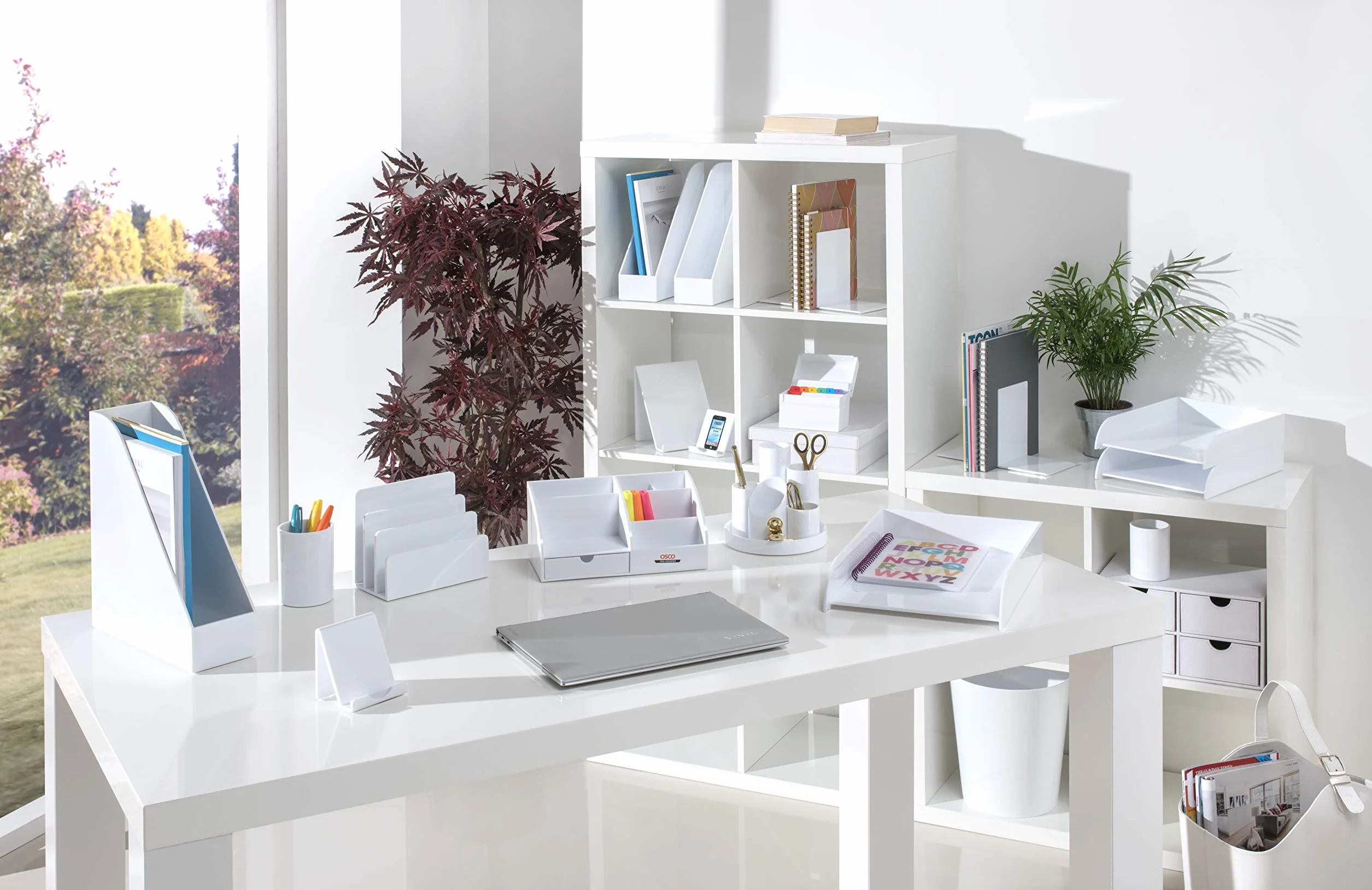 OSCO Boîte d'index en plastique blanc brillant A-Z 100 feuilles lignées 15,2 x 10,2 cm Cartes flash de révision