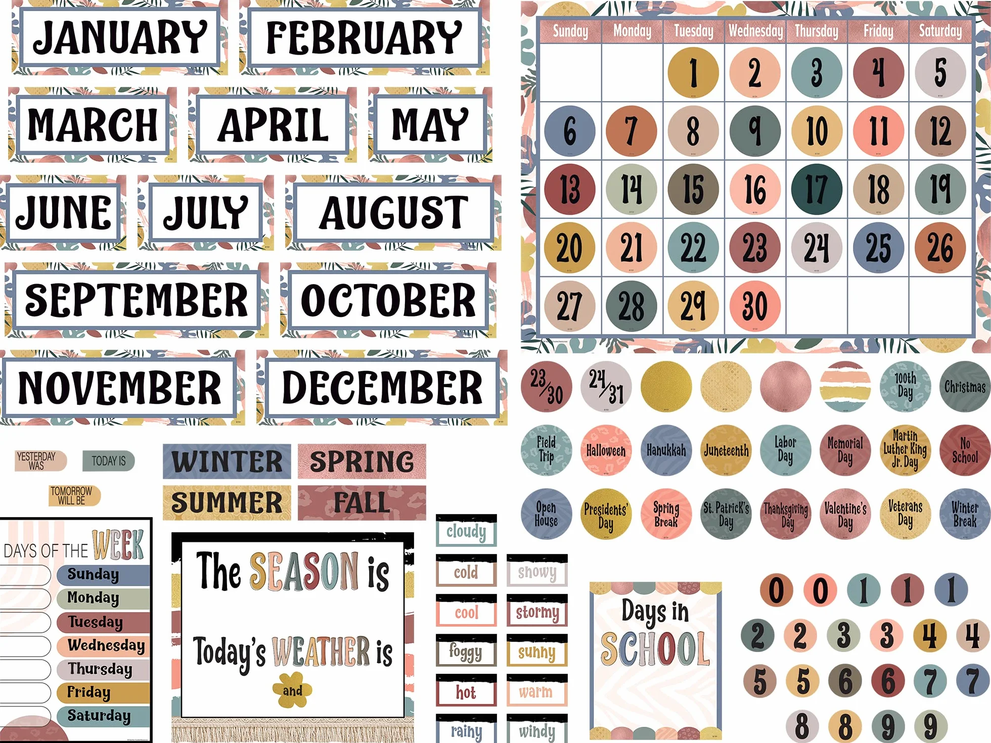 Teacher Created Resources Tableau d'affichage Calendrier Wonderfully Wild